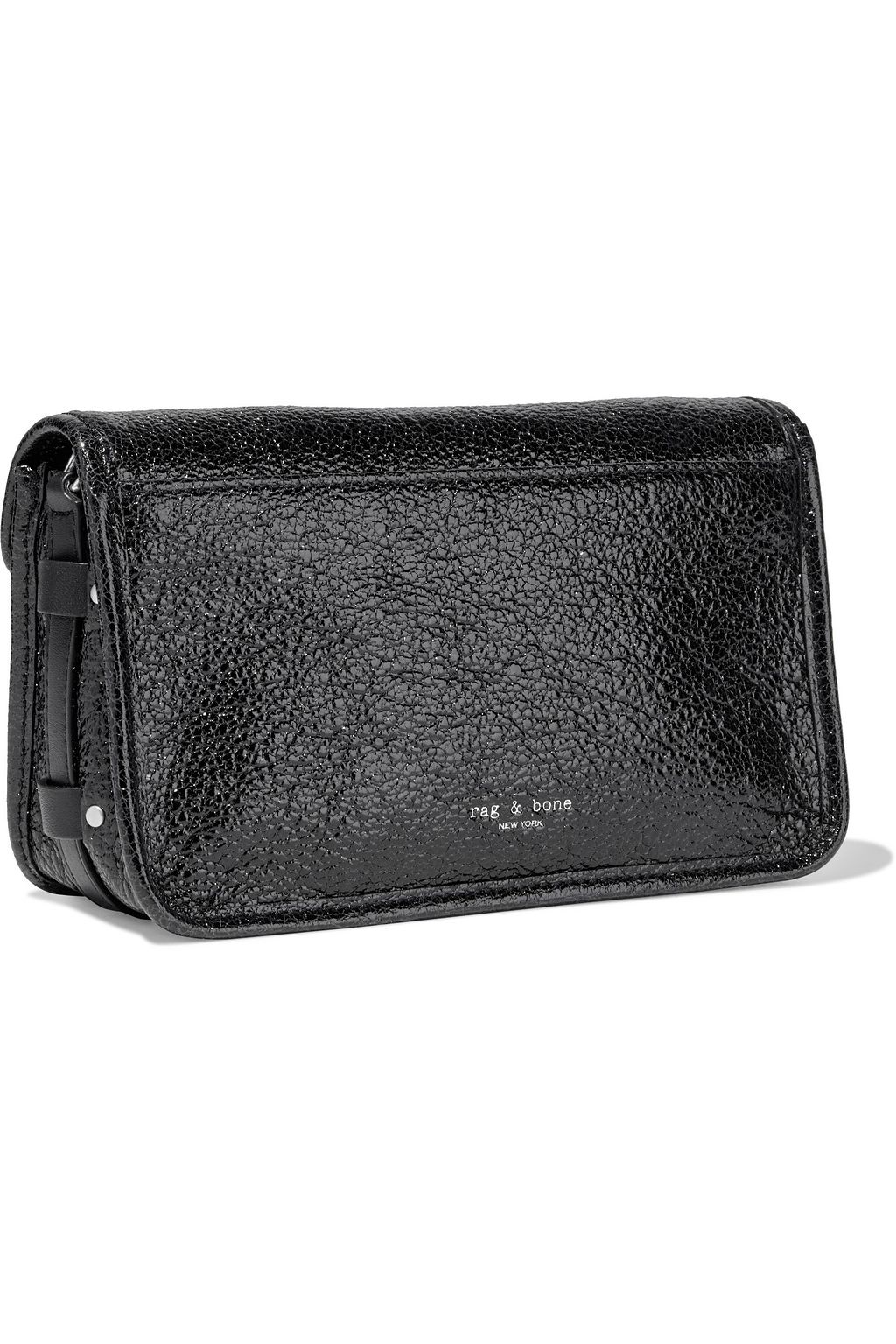 RAG & BONE Field cracked patent-leather clutch