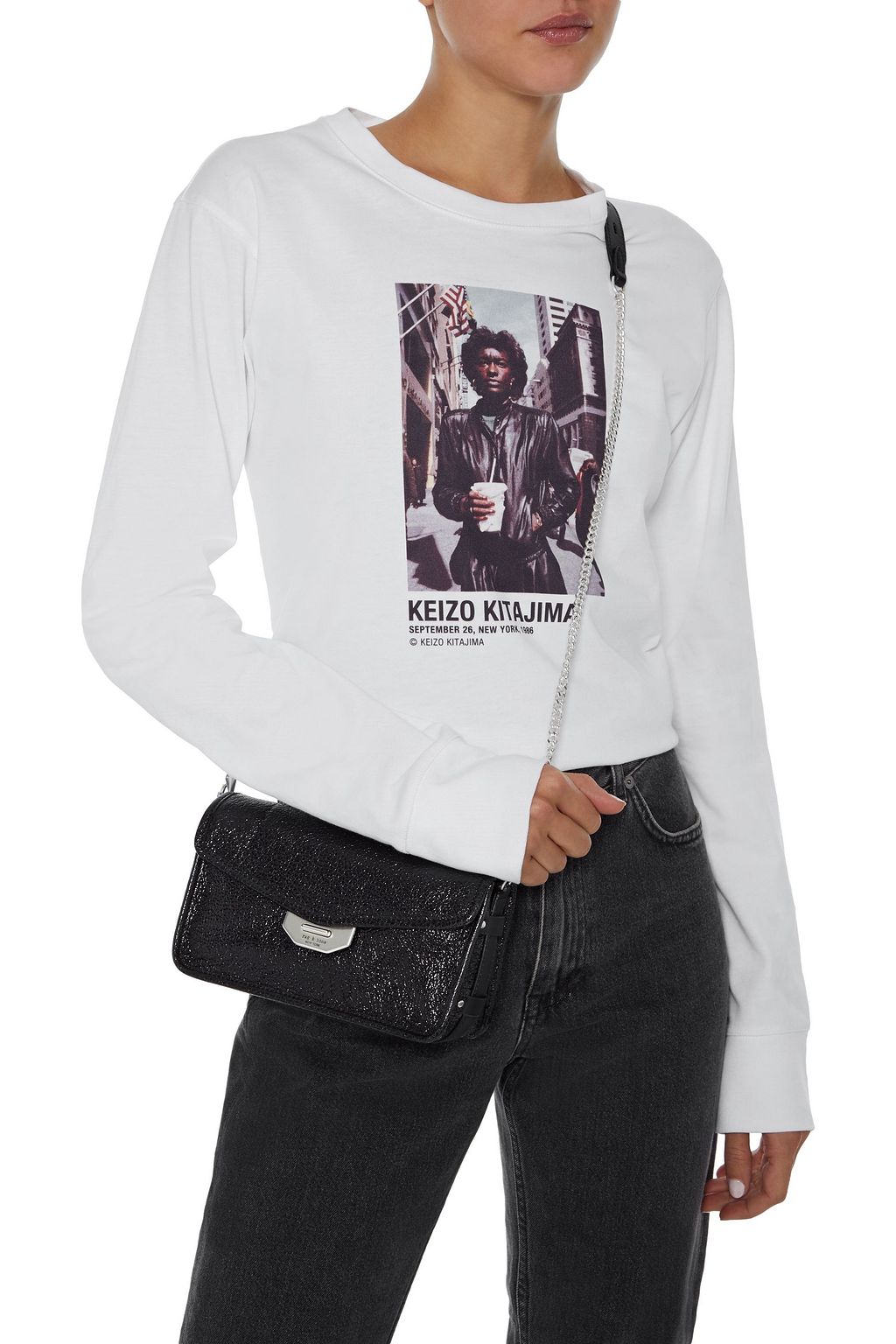 RAG & BONE Field cracked patent-leather clutch