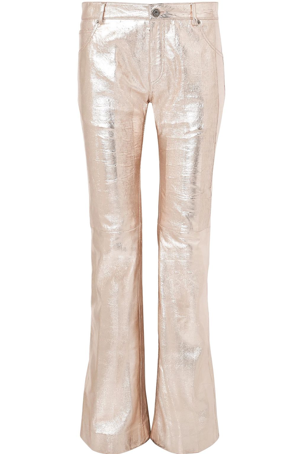 CHLOÉ Metallic textured-leather bootcut pants | THE OUTNET