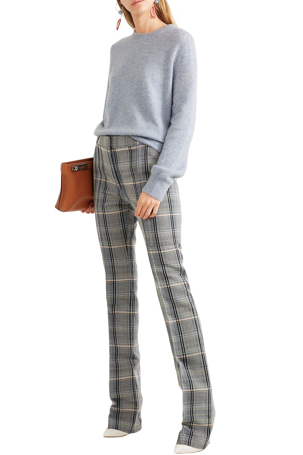 STELLA MCCARTNEY Checked wool and cotton-blend twill slim-leg pants