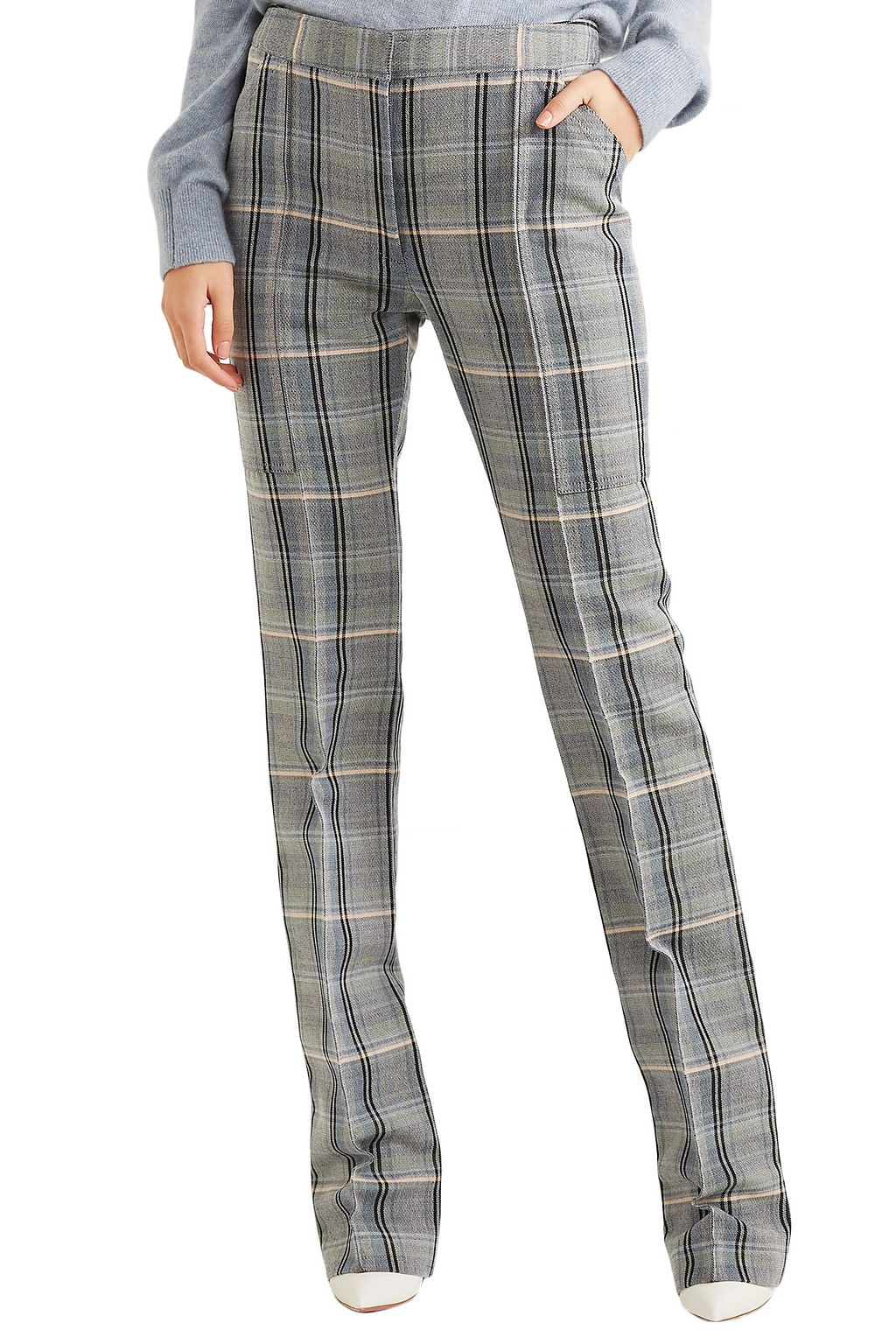 STELLA MCCARTNEY Checked wool and cotton-blend twill slim-leg pants