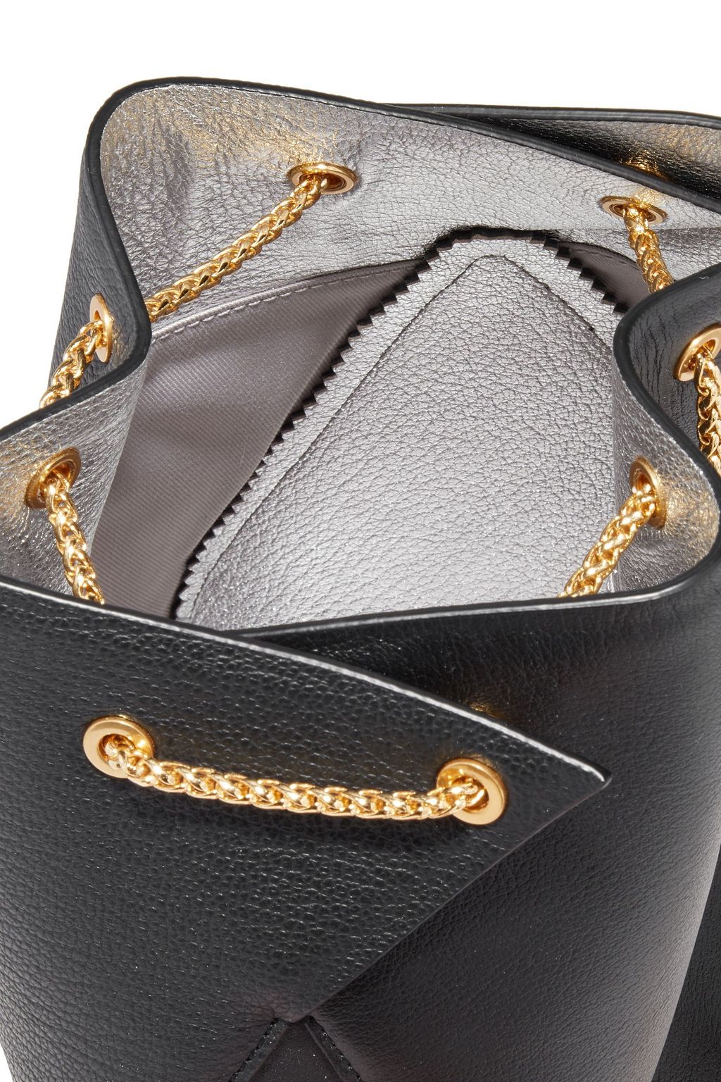 THE VOLON Smooth and textured-leather bucket bag