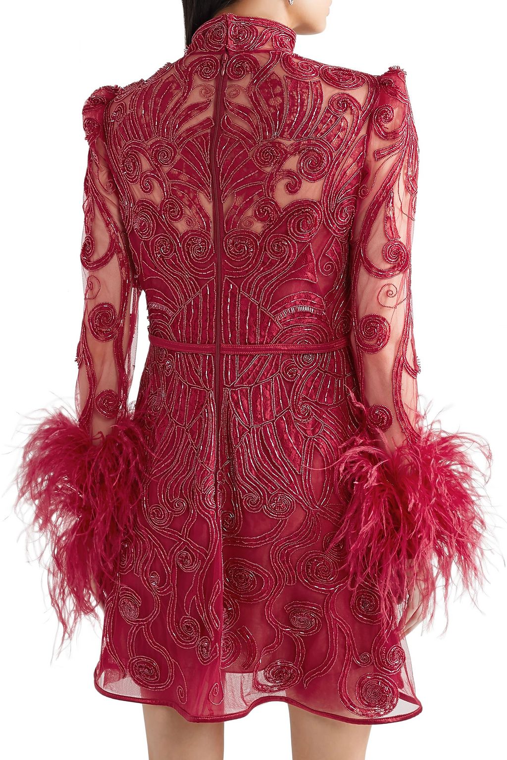 ZUHAIR MURAD Belle Epoque feather-trimmed embellished lace and tulle mini dress