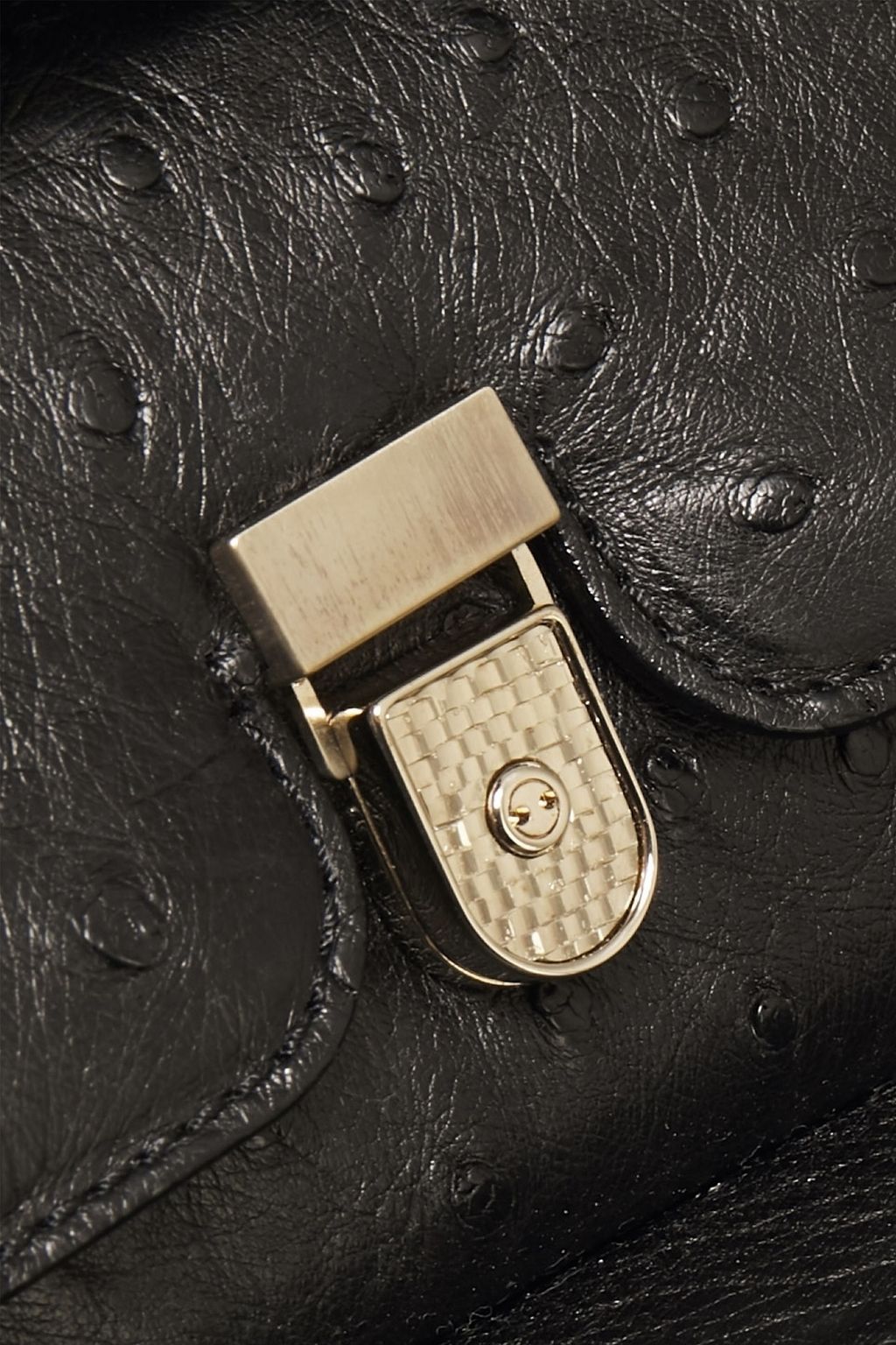 VICTORIA BECKHAM Patent leather-trimmed ostrich shoulder bag