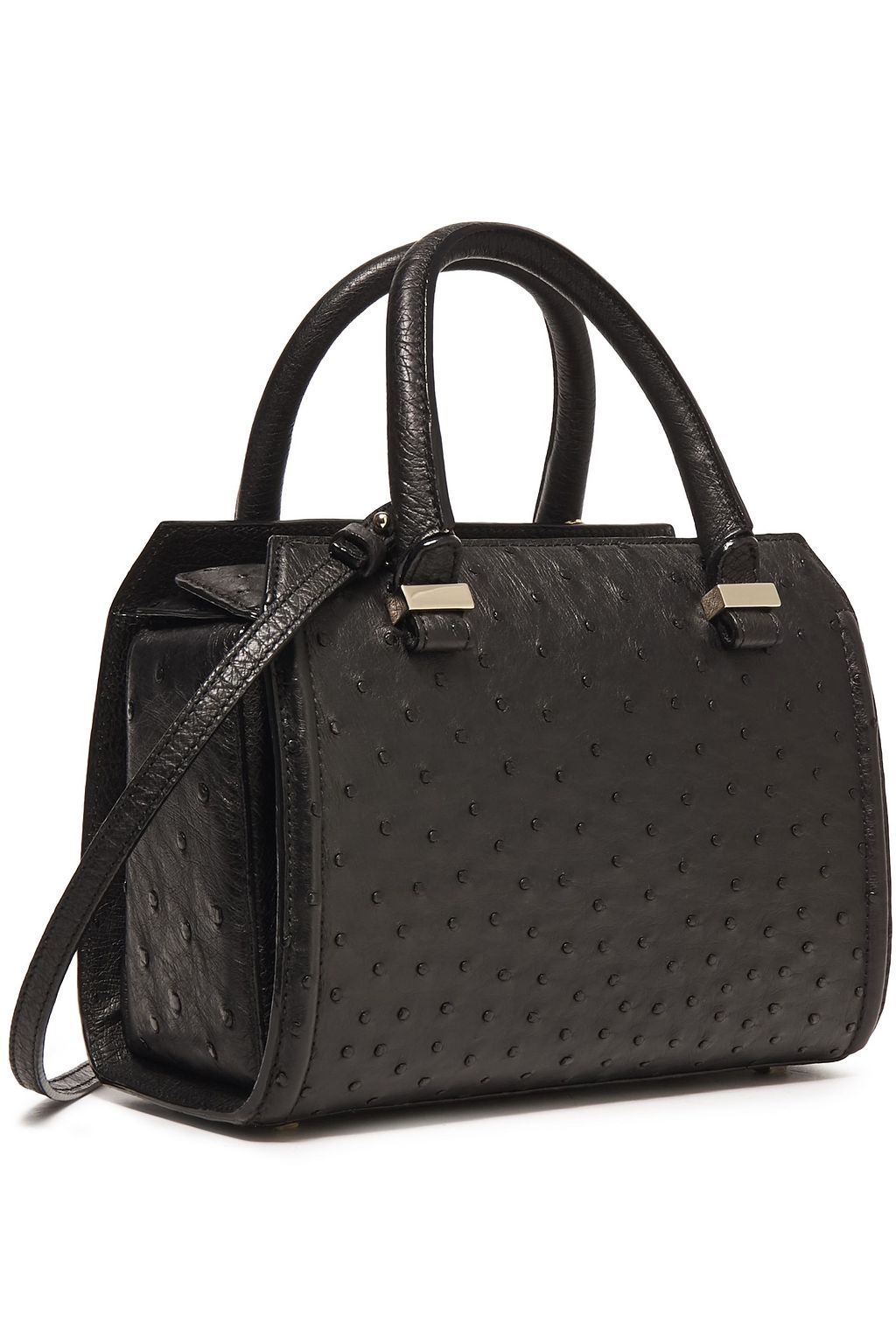 VICTORIA BECKHAM Patent leather-trimmed ostrich shoulder bag