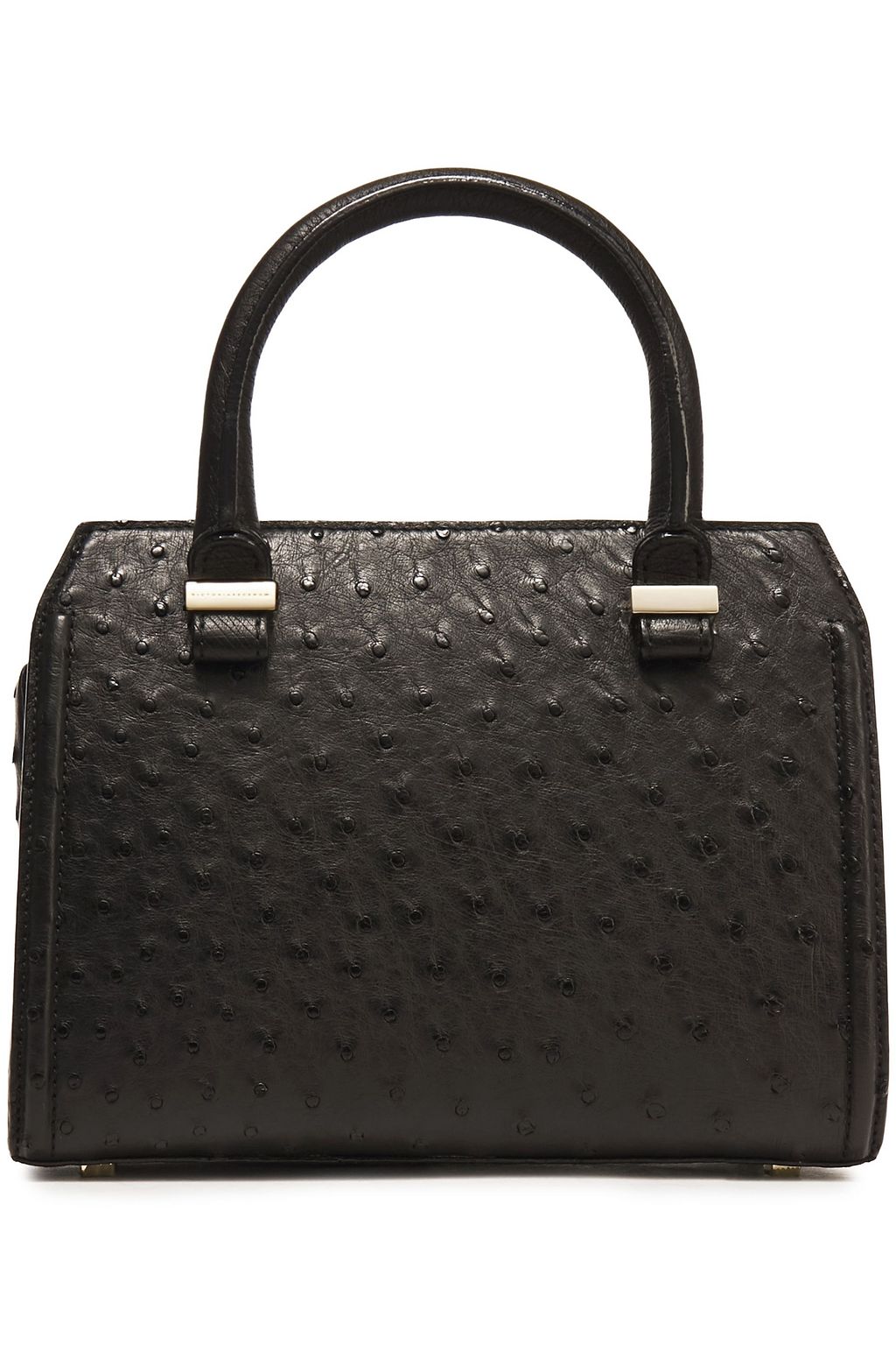 VICTORIA BECKHAM Patent leather-trimmed ostrich shoulder bag