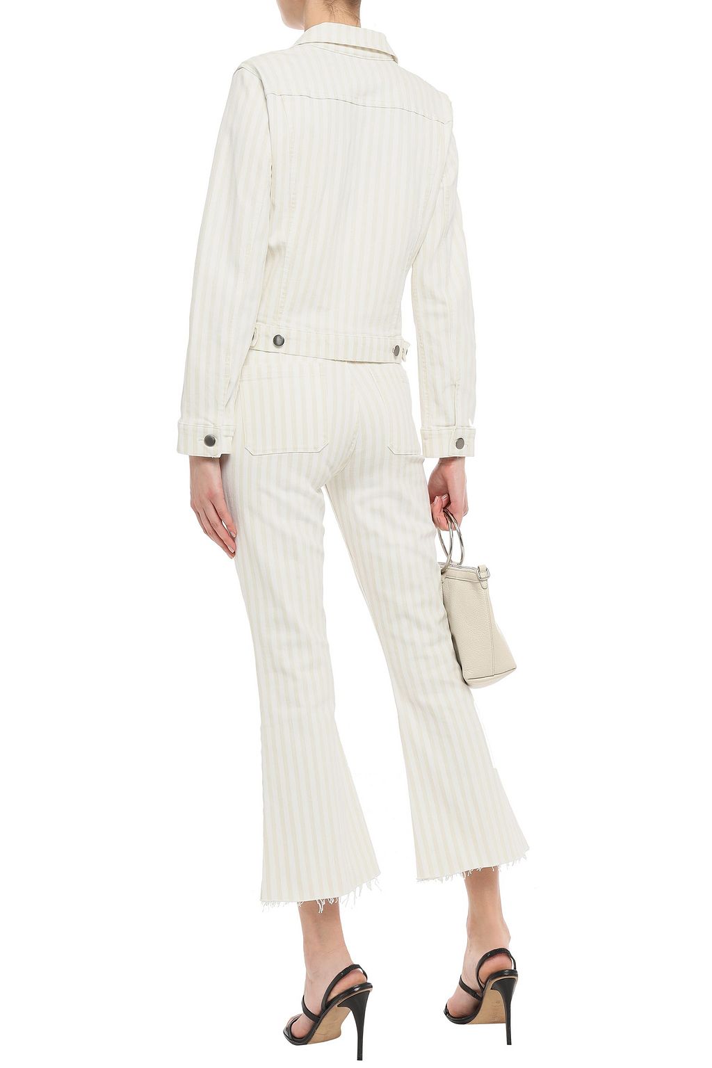 FRAME Courtyard frayed striped mid-rise kick-flare jeans