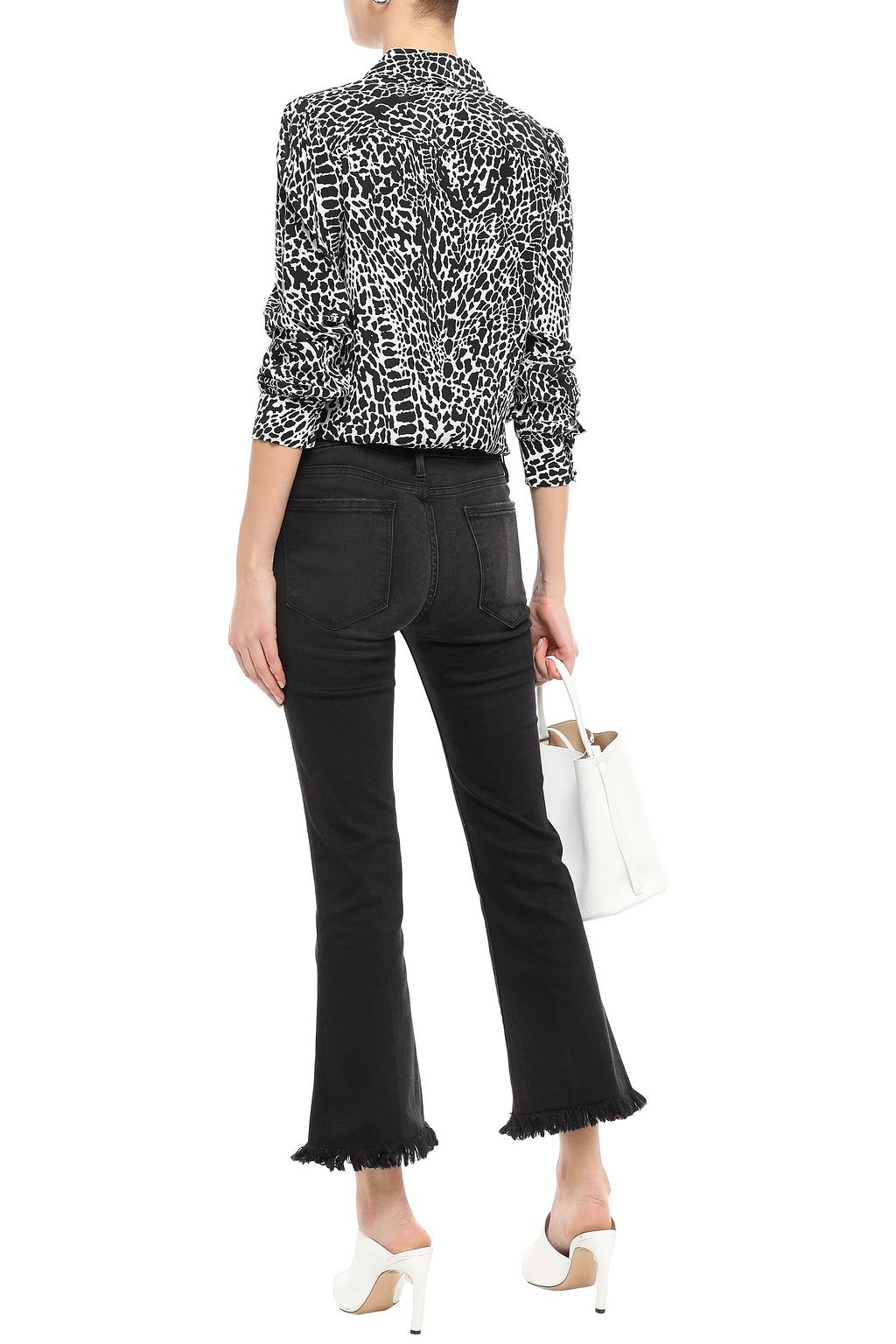 FRAME Leopard-print silk crepe de chine blouse