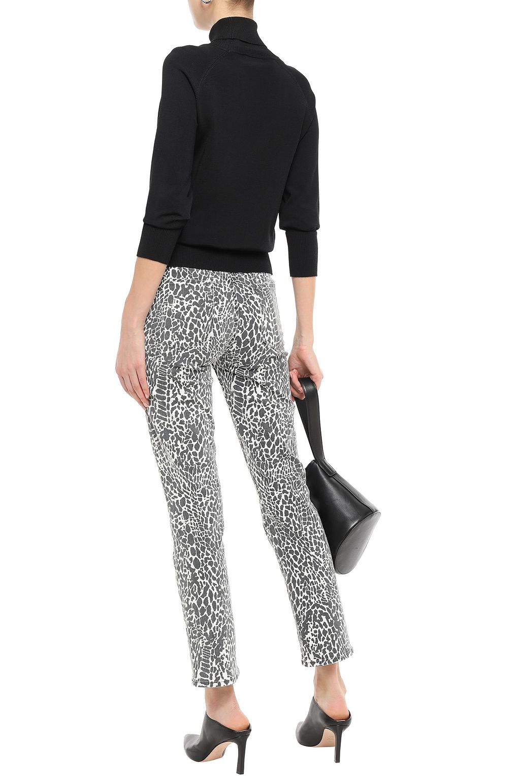 FRAME Leopard-print high-rise slim-leg jeans