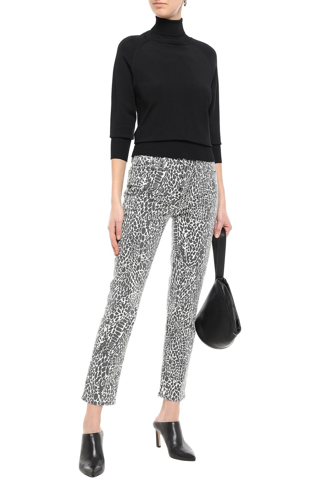 FRAME Leopard-print high-rise slim-leg jeans