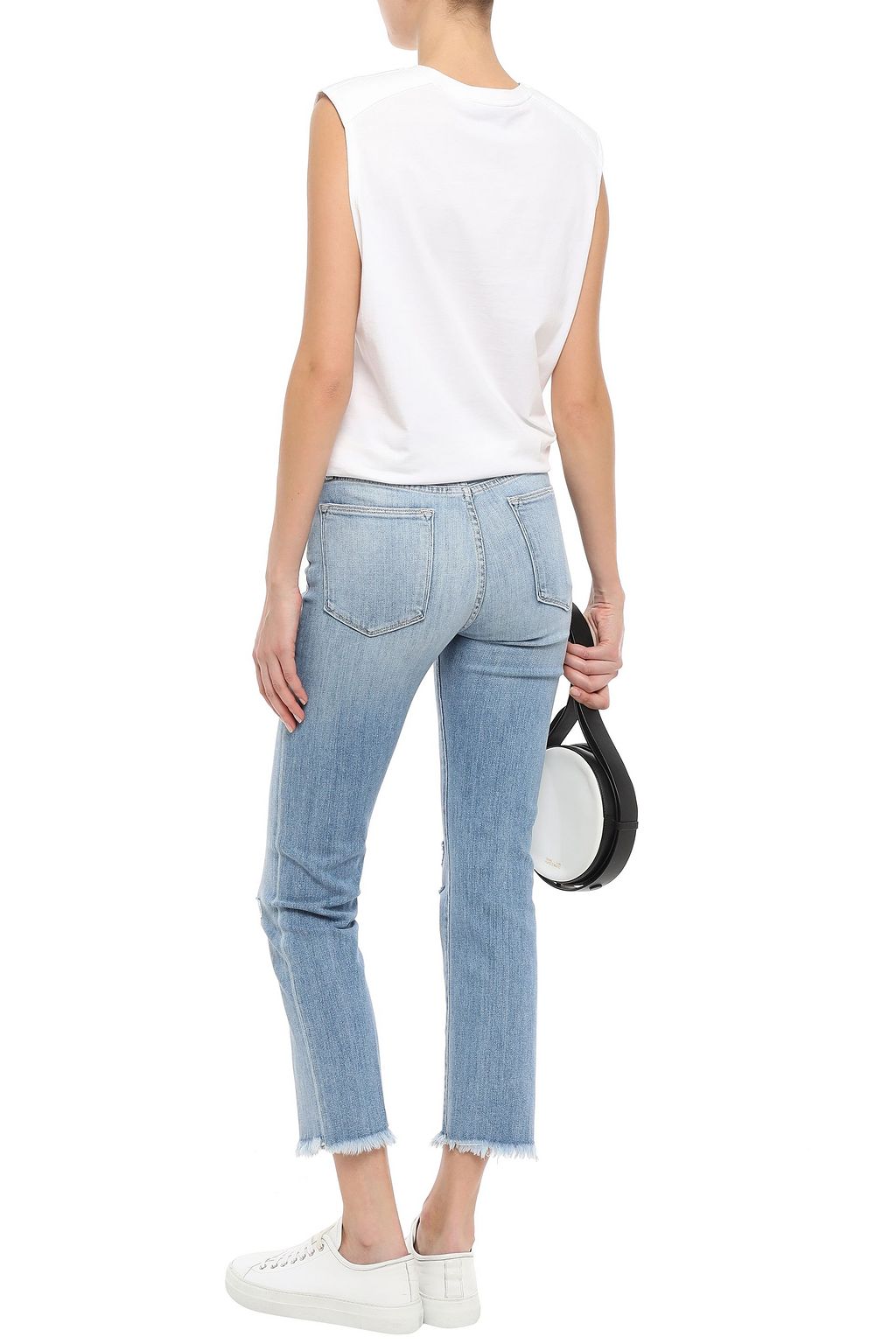 FRAME Hendrix cropped distressed mid-rise slim-leg jeans