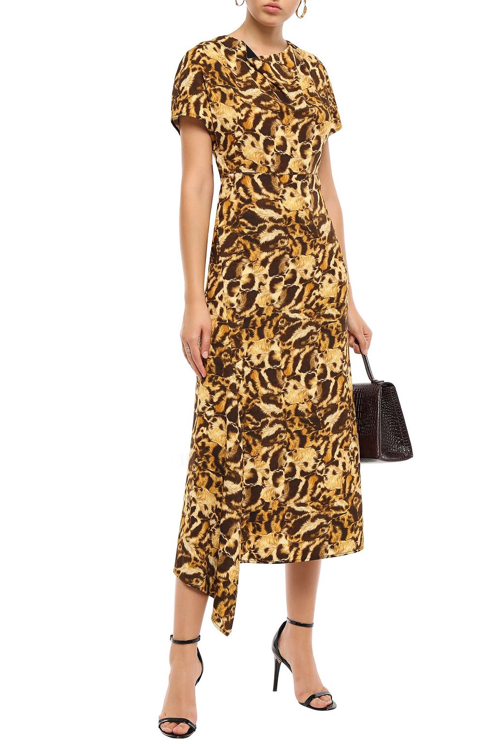 VICTORIA BECKHAM Draped printed crepe midi dress