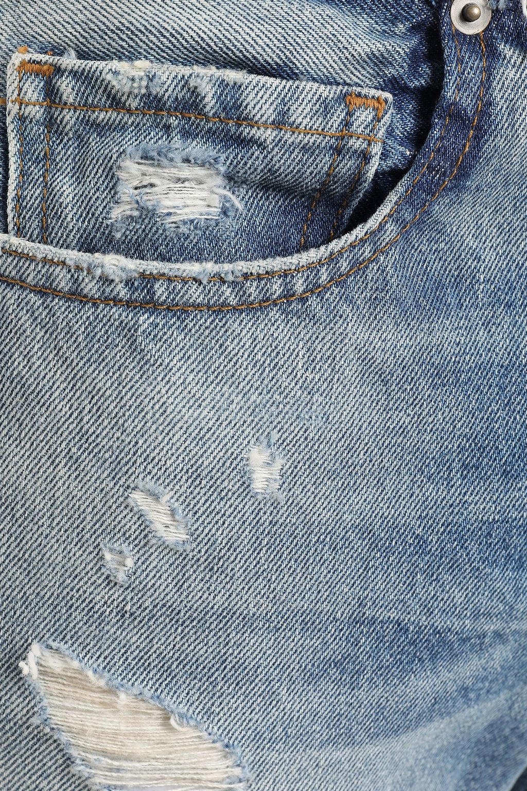 FRAME Horne distressed high-rise slim-leg jeans