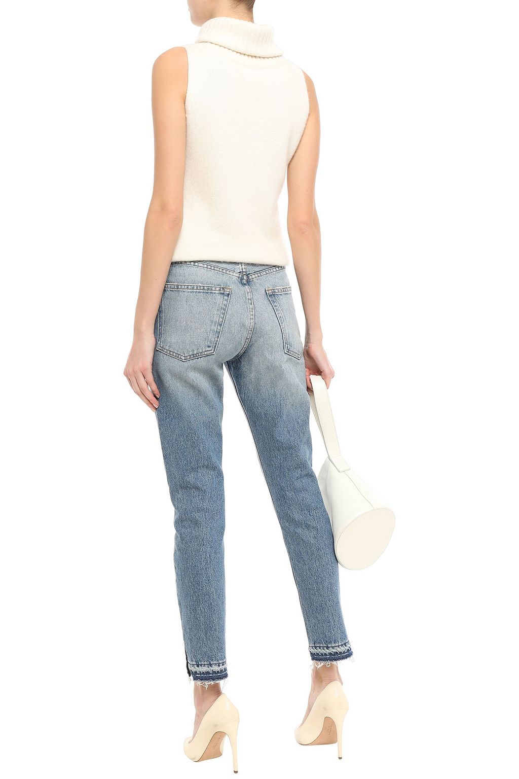 FRAME Horne distressed high-rise slim-leg jeans