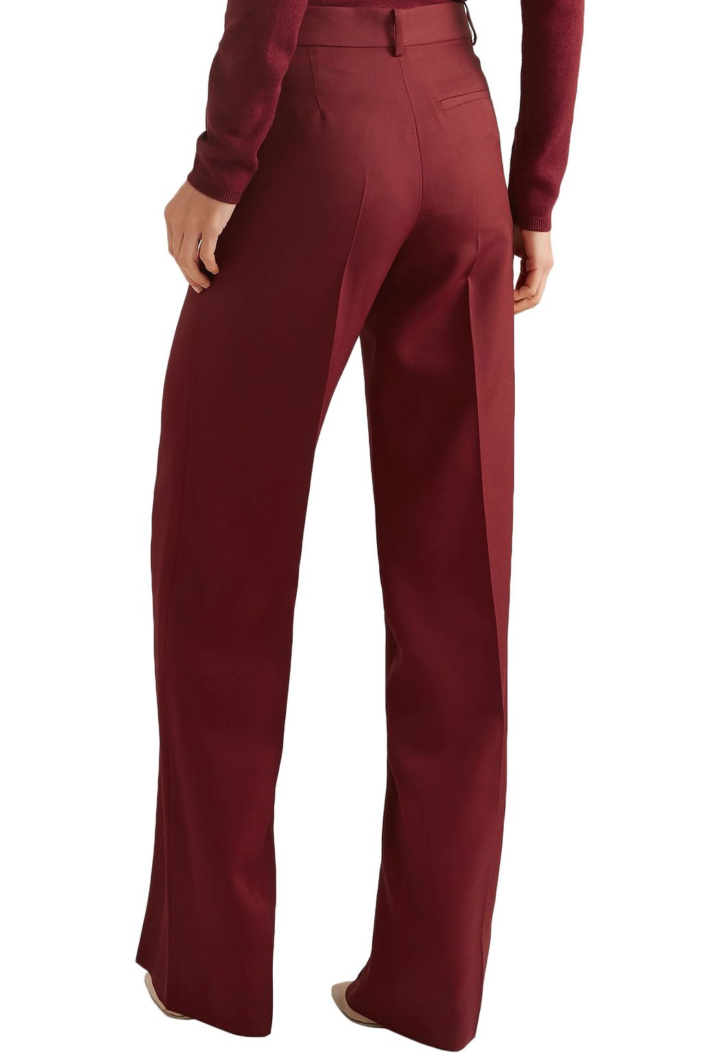VICTORIA BECKHAM Pleated grain de poudre wool wide-leg pants