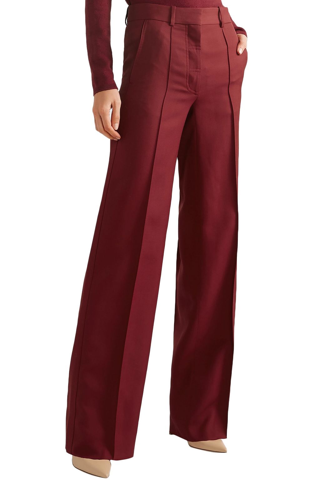 VICTORIA BECKHAM Pleated grain de poudre wool wide-leg pants