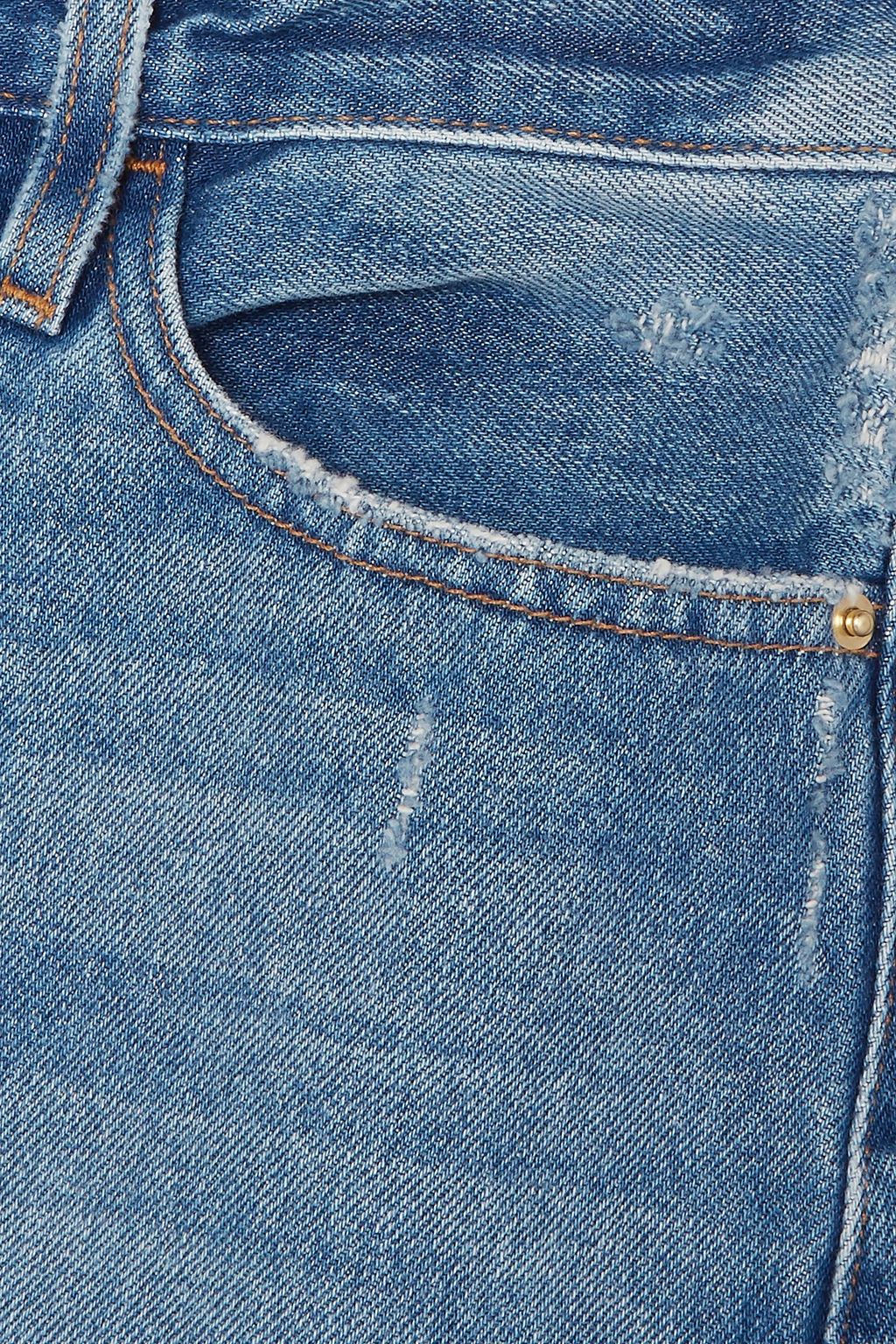 FRAME Le Mini distressed denim mini skirt