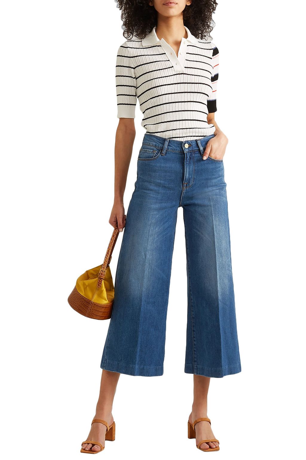 FRAME Cropped high-rise wide-leg jeans