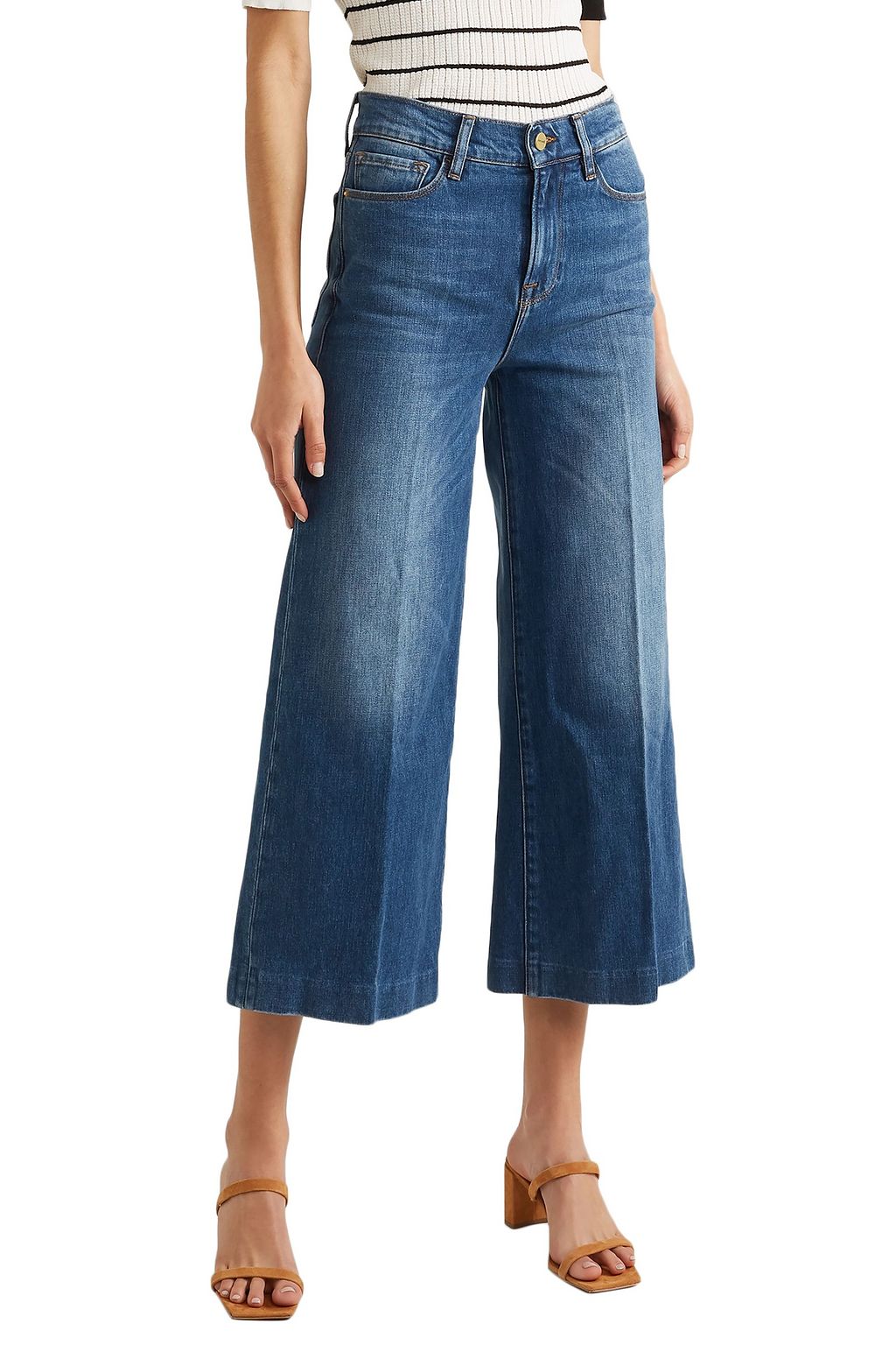 FRAME Cropped high-rise wide-leg jeans