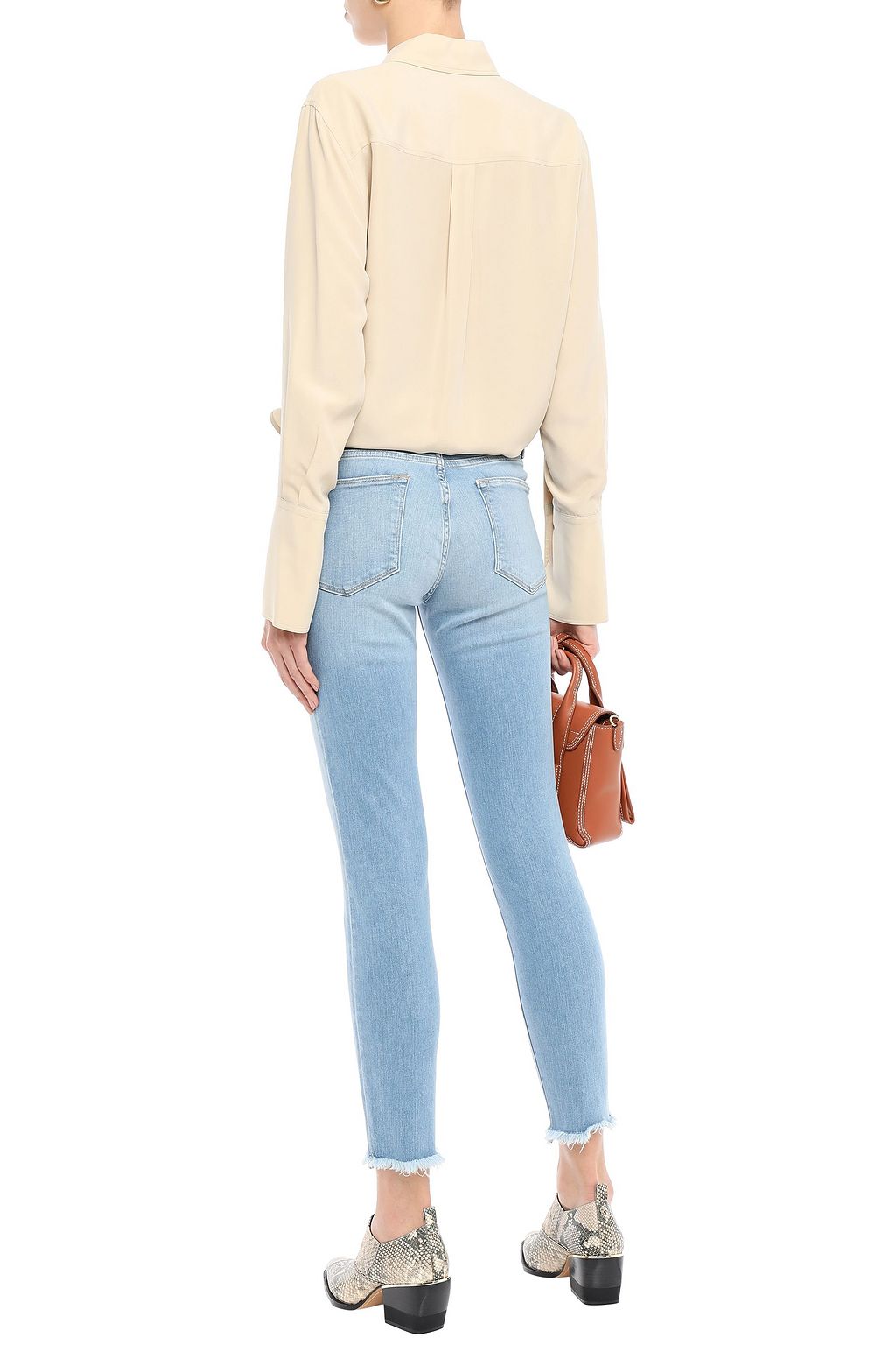 FRAME Le High Skinny cropped distressed high-rise skinny jeans