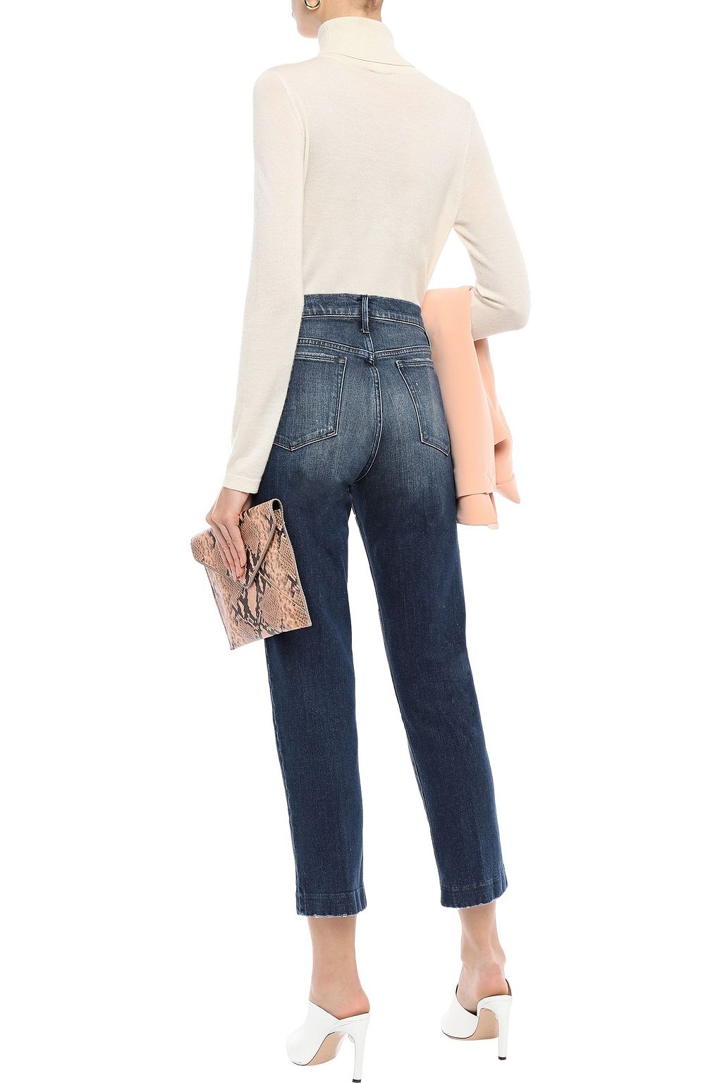 FRAME Le Nouveau Straight cropped distressed high-rise straight-leg jeans