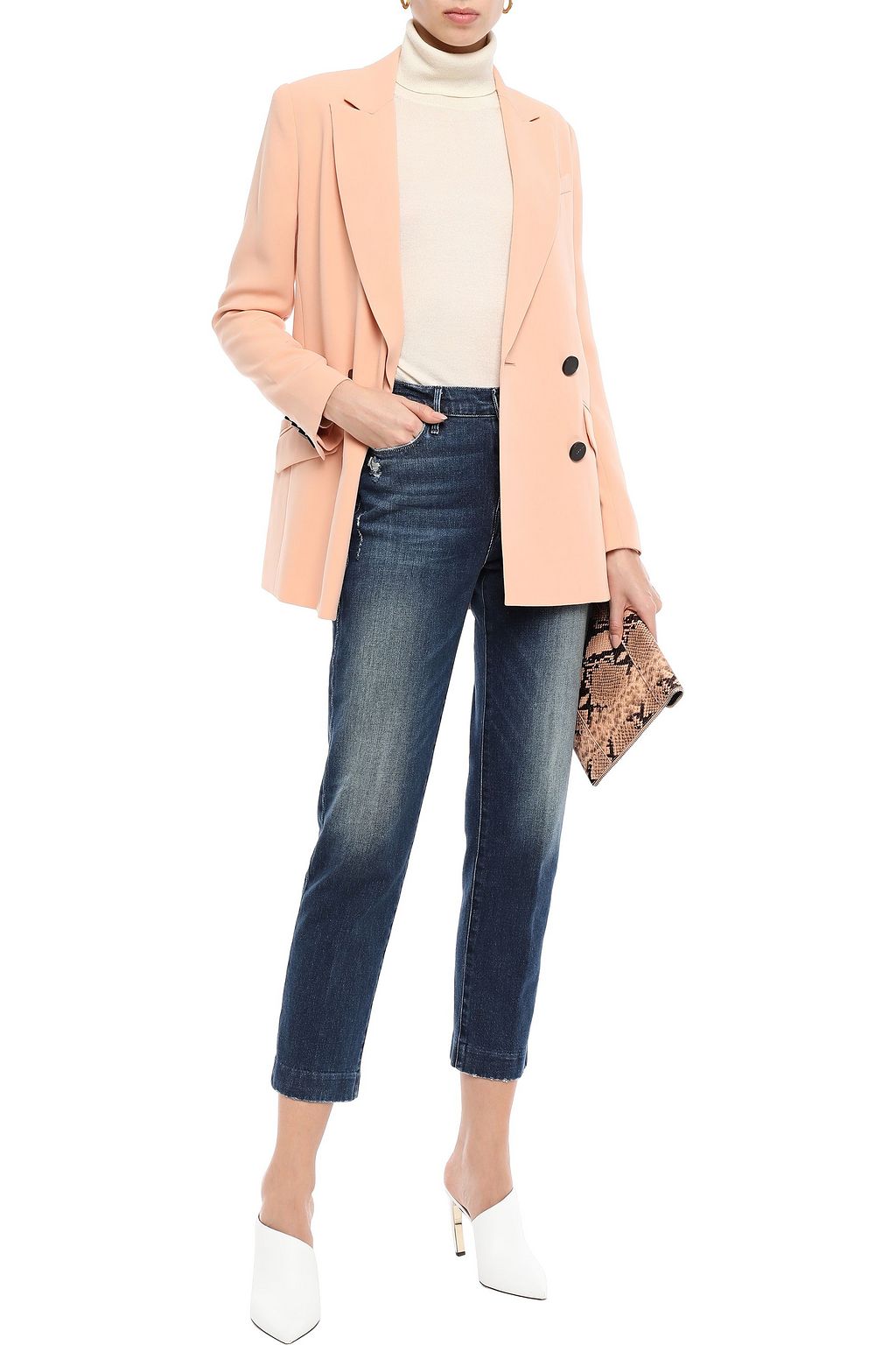FRAME Le Nouveau Straight cropped distressed high-rise straight-leg jeans