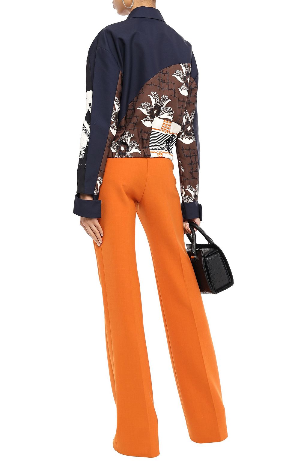 VICTORIA BECKHAM Paneled cutout printed taffeta jacket