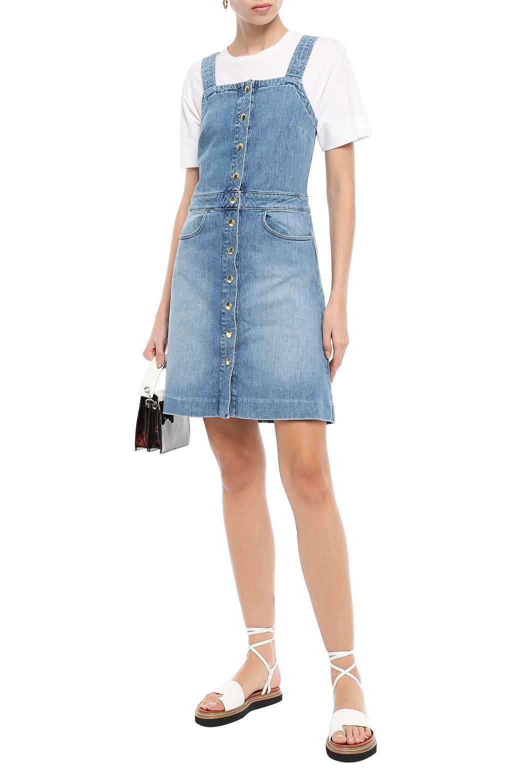FRAME Claire faded denim mini dress