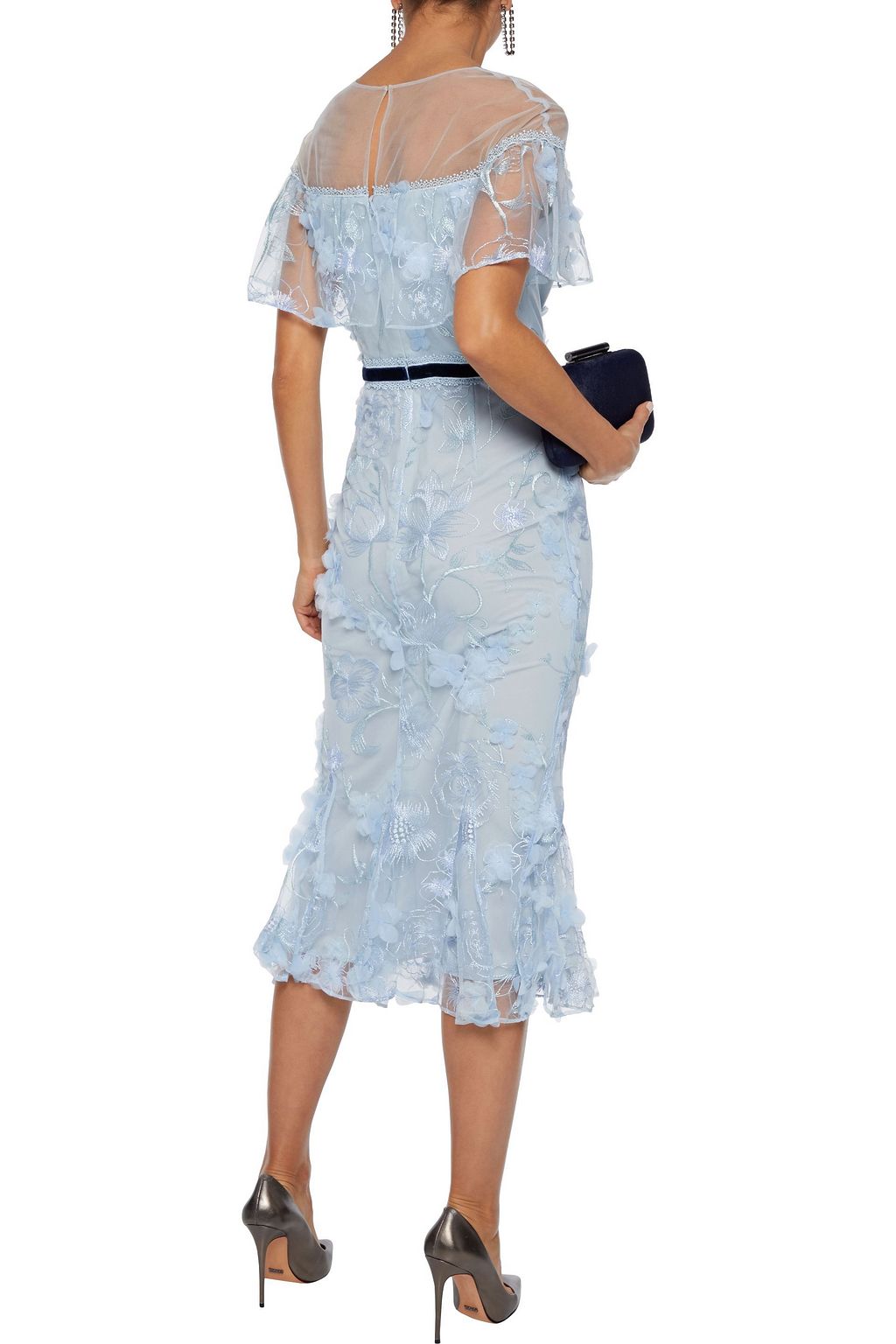 Light blue Embellished tulle midi dress | Sale up to 70% ...