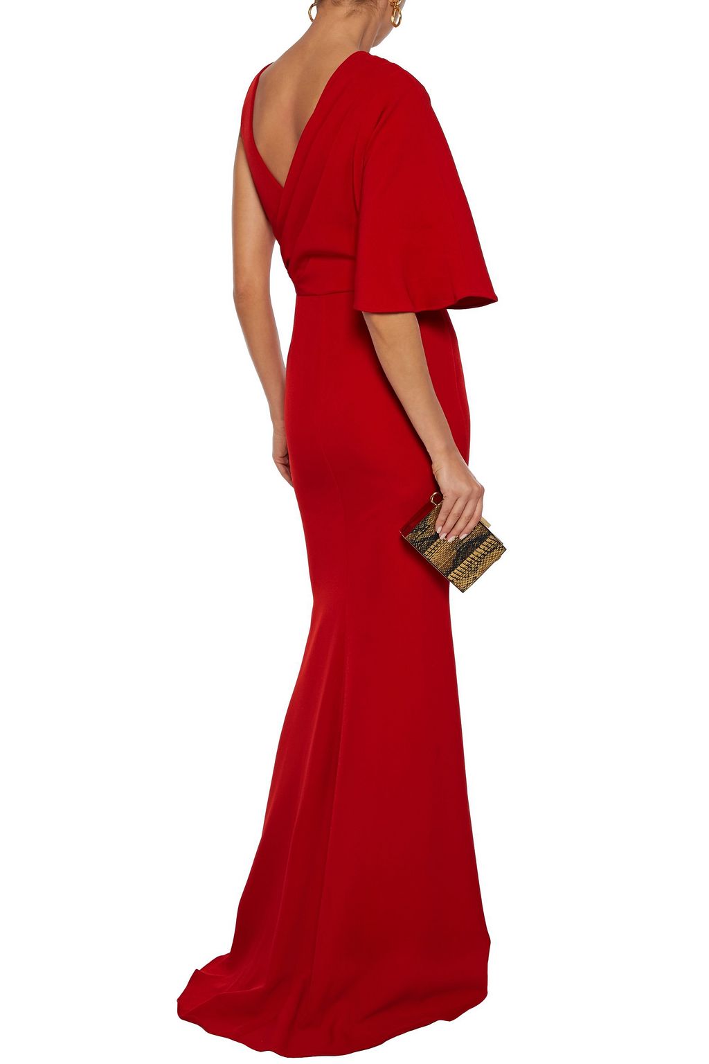 BADGLEY MISCHKA Asymmetric draped crepe gown