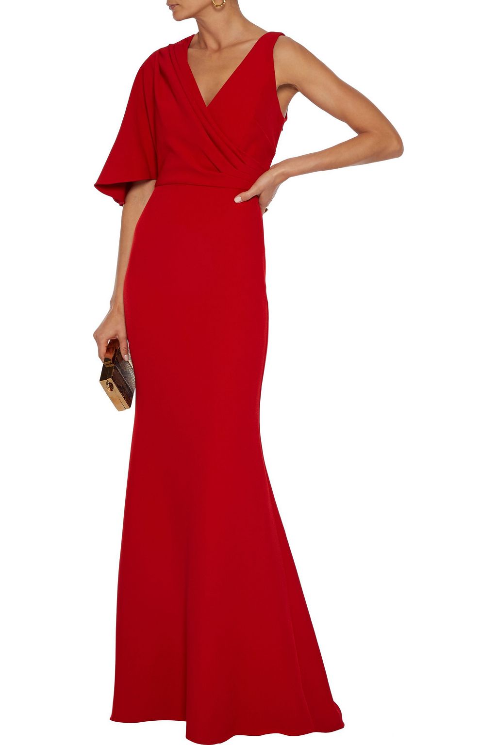 BADGLEY MISCHKA Asymmetric draped crepe gown