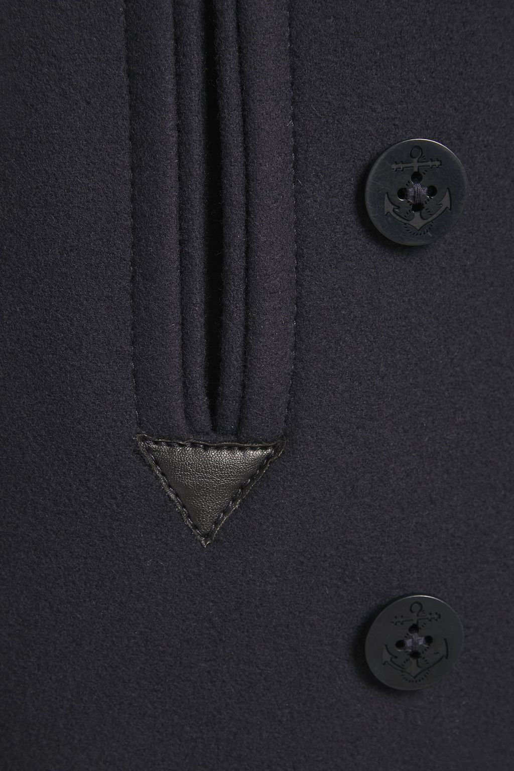 VICTORIA, VICTORIA BECKHAM Double-breasted leather-trimmed wool-blend brushed-felt coat