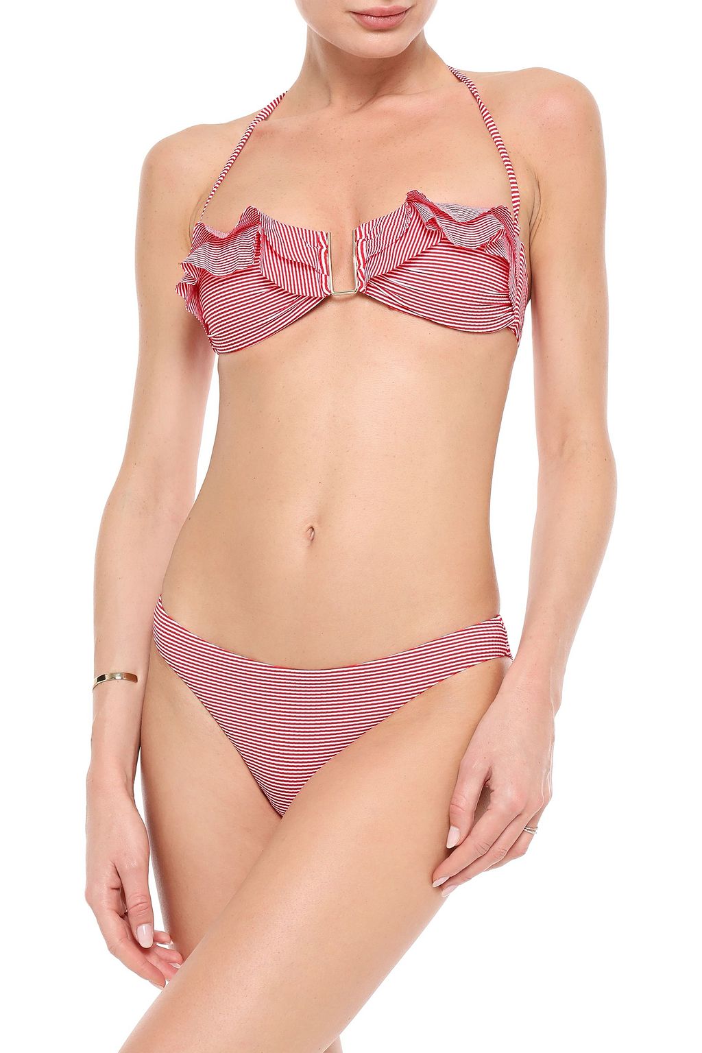 MELISSA ODABASH St. Kitts striped ribbed low-rise bikini briefs