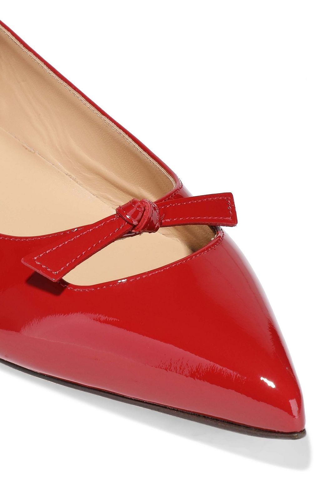 SERGIO ROSSI Knotted patent-leather point-toe flats