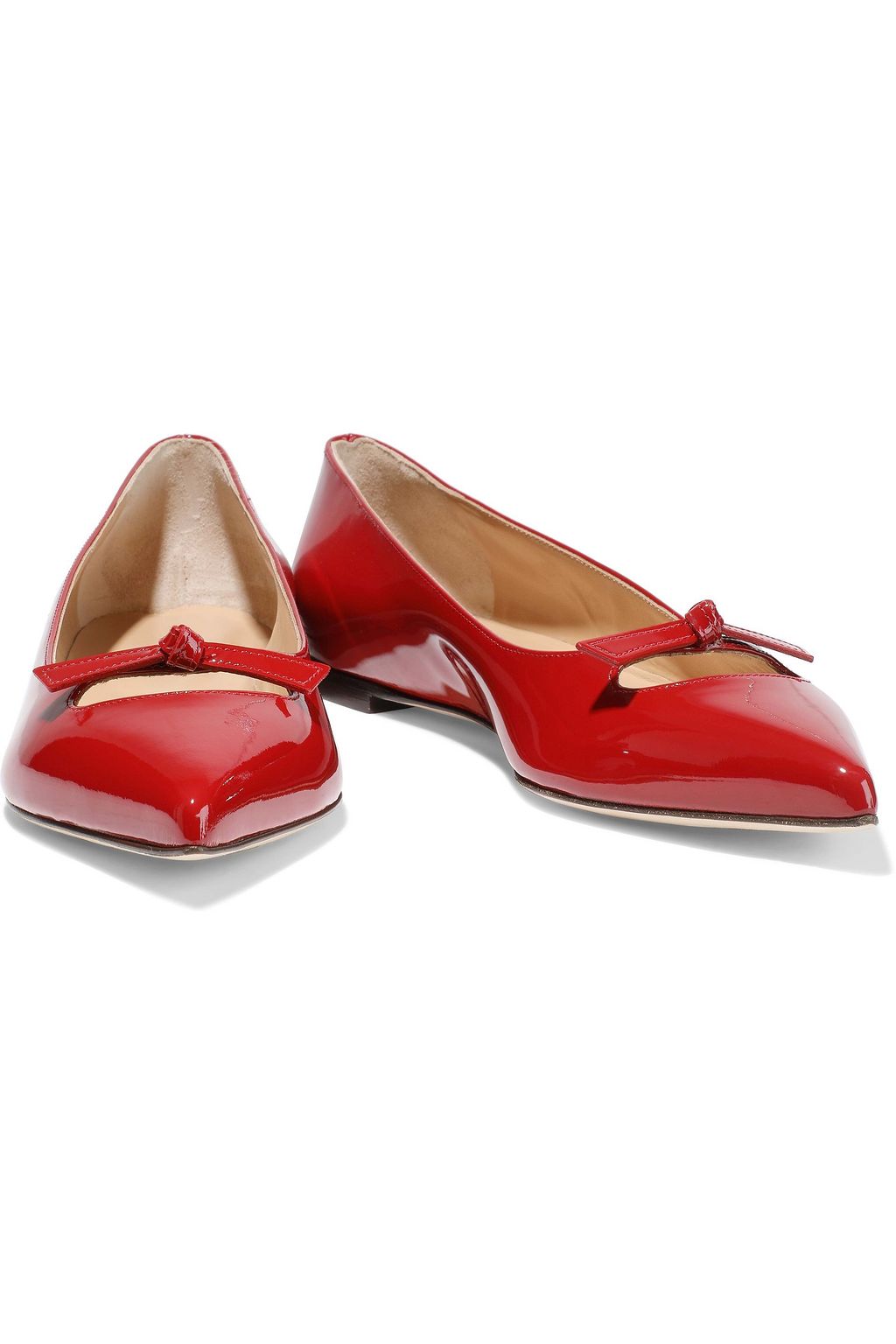 SERGIO ROSSI Knotted patent-leather point-toe flats