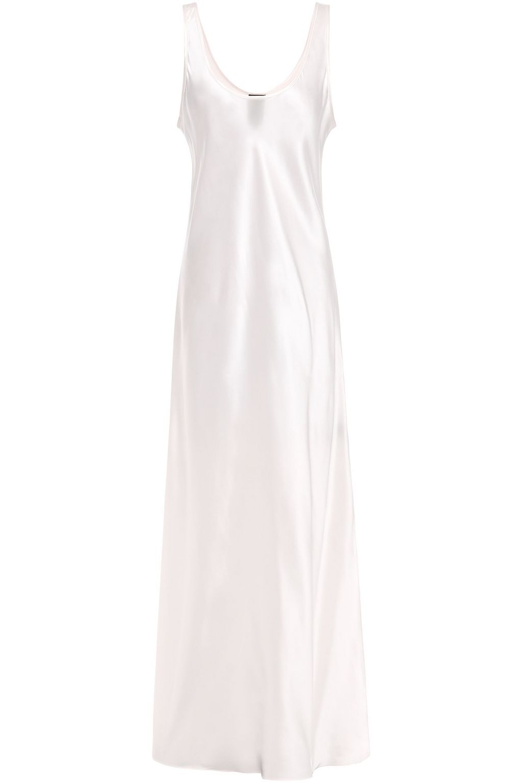 white satin midi slip dress