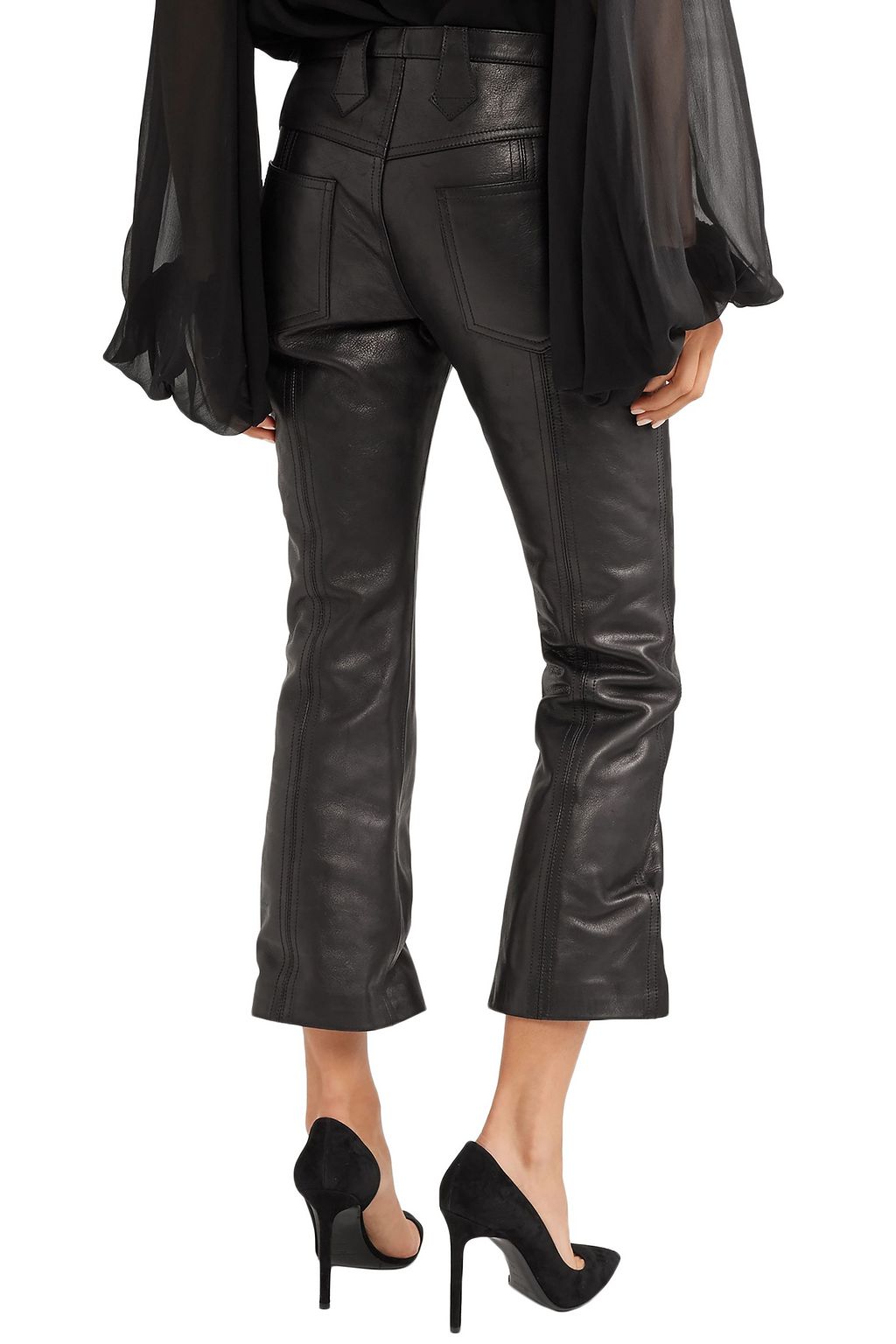 SAINT LAURENT Leather kick-flare pants