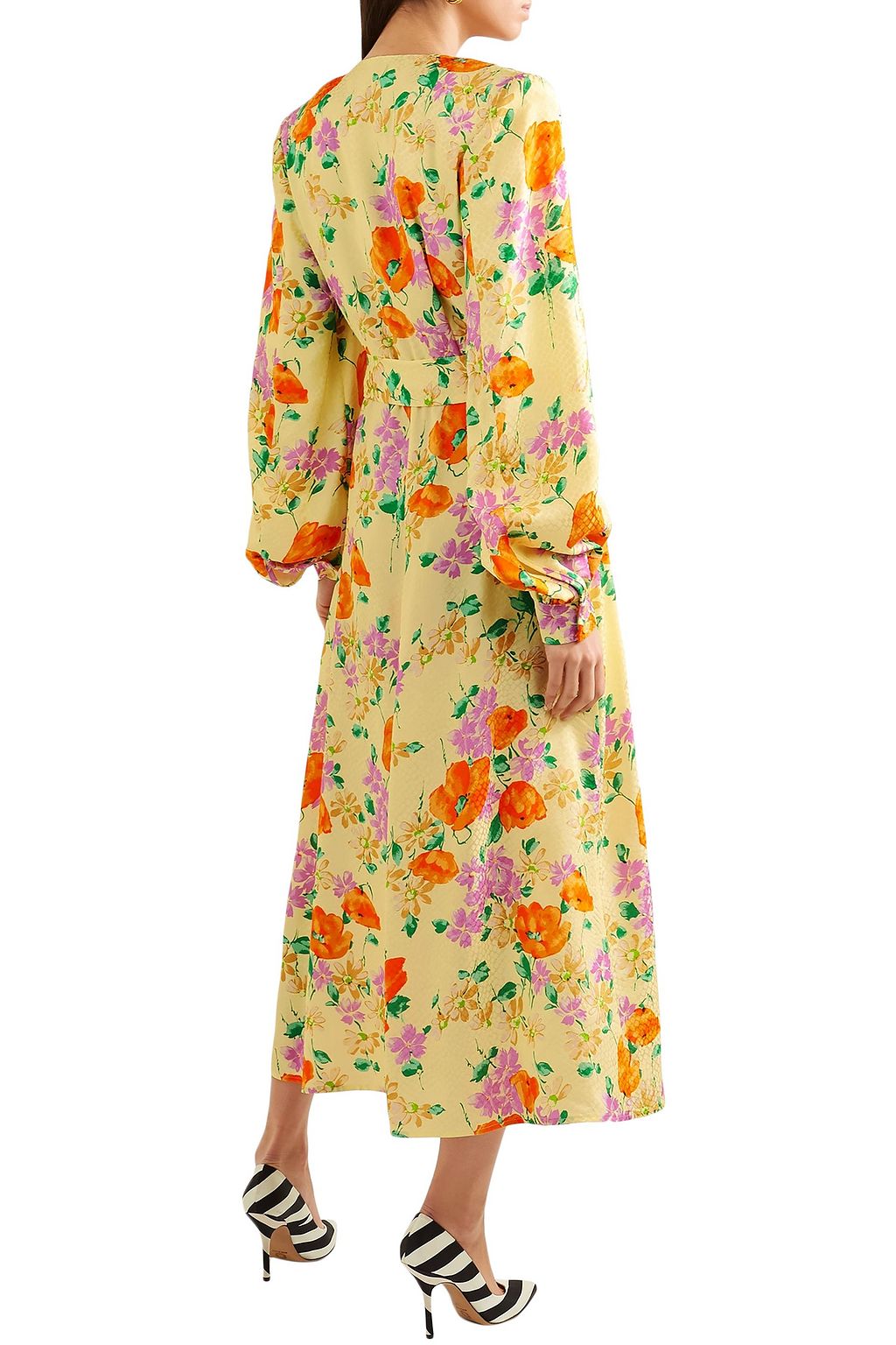 DRIES VAN NOTEN Floral-jacquard midi wrap dress