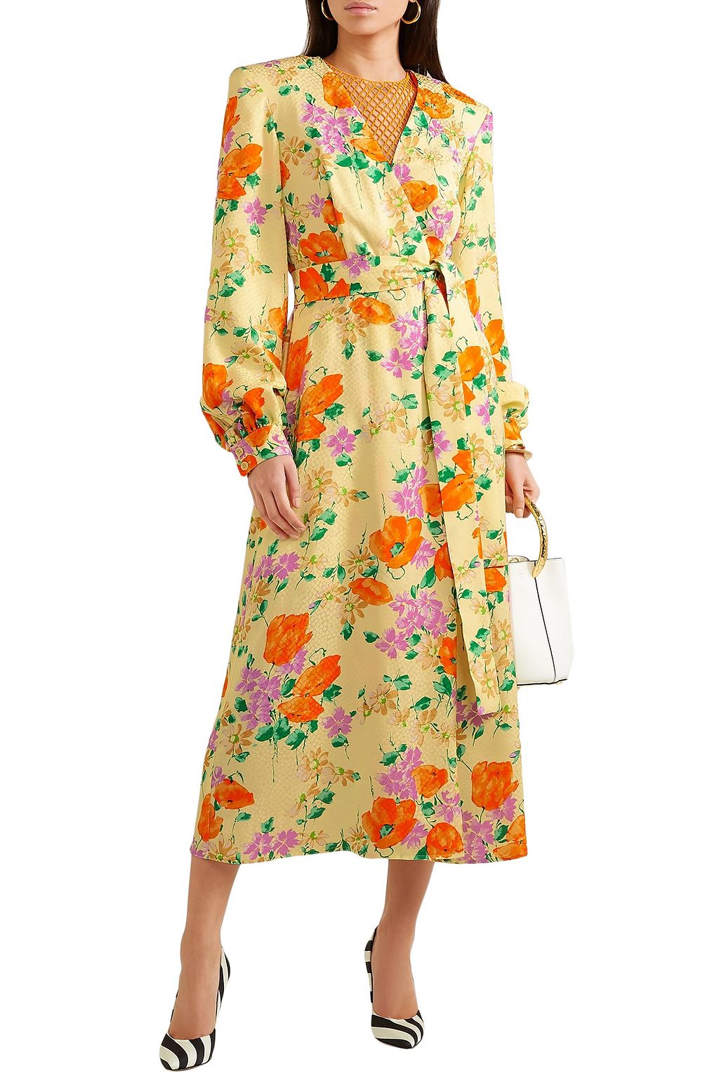 DRIES VAN NOTEN Floral-jacquard midi wrap dress