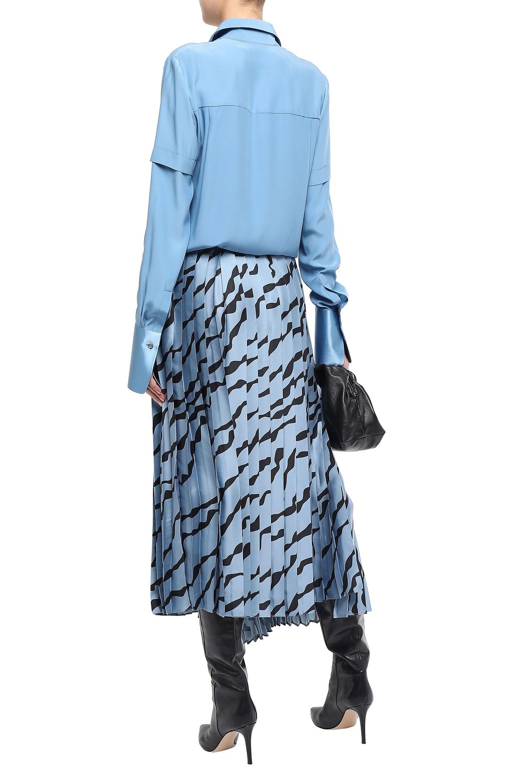 VICTORIA, VICTORIA BECKHAM Pleated printed twill midi skirt