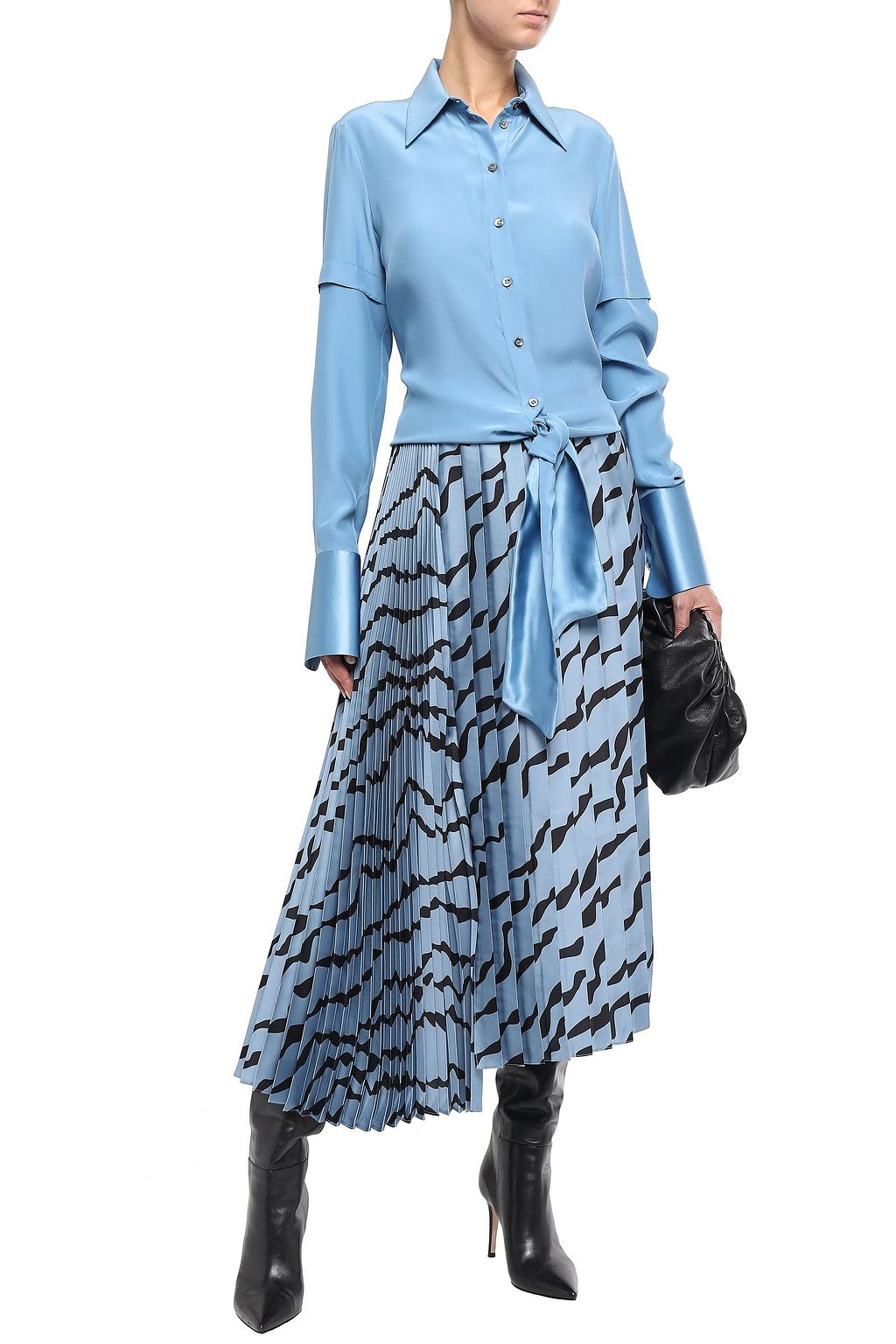VICTORIA, VICTORIA BECKHAM Pleated printed twill midi skirt