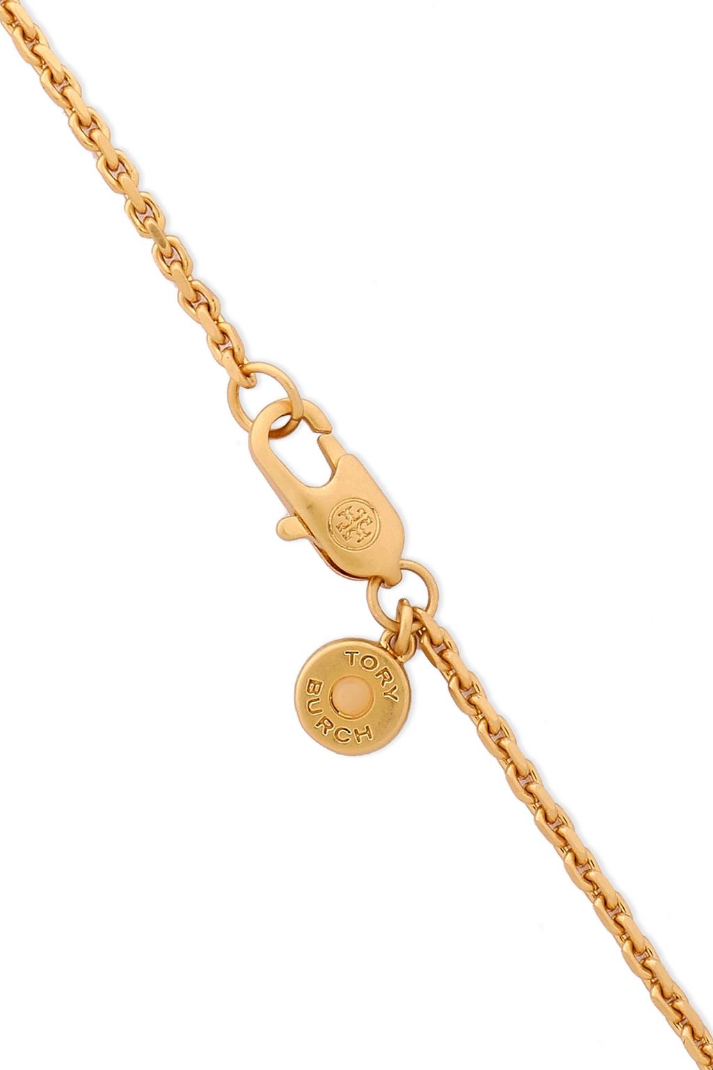 TORY BURCH Logo-embellished gold-tone and mother-of-pearl necklace