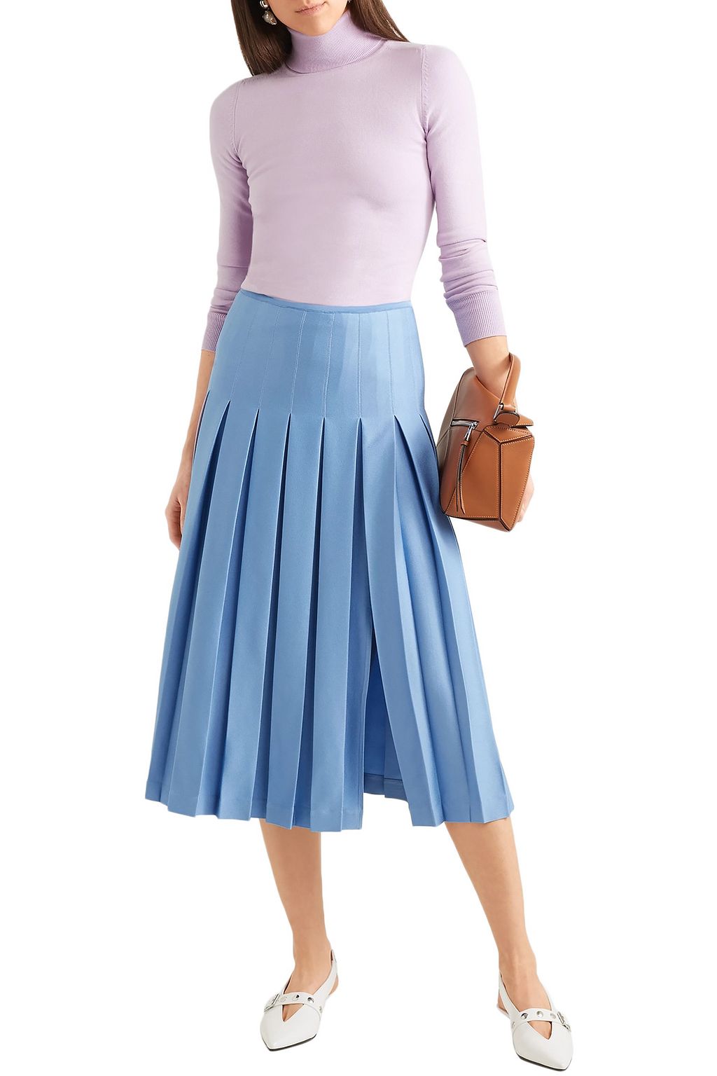 VICTORIA BECKHAM Pleated crepe midi skirt