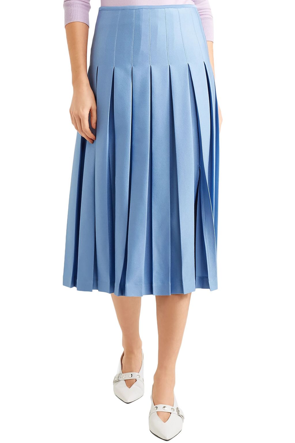VICTORIA BECKHAM Pleated crepe midi skirt