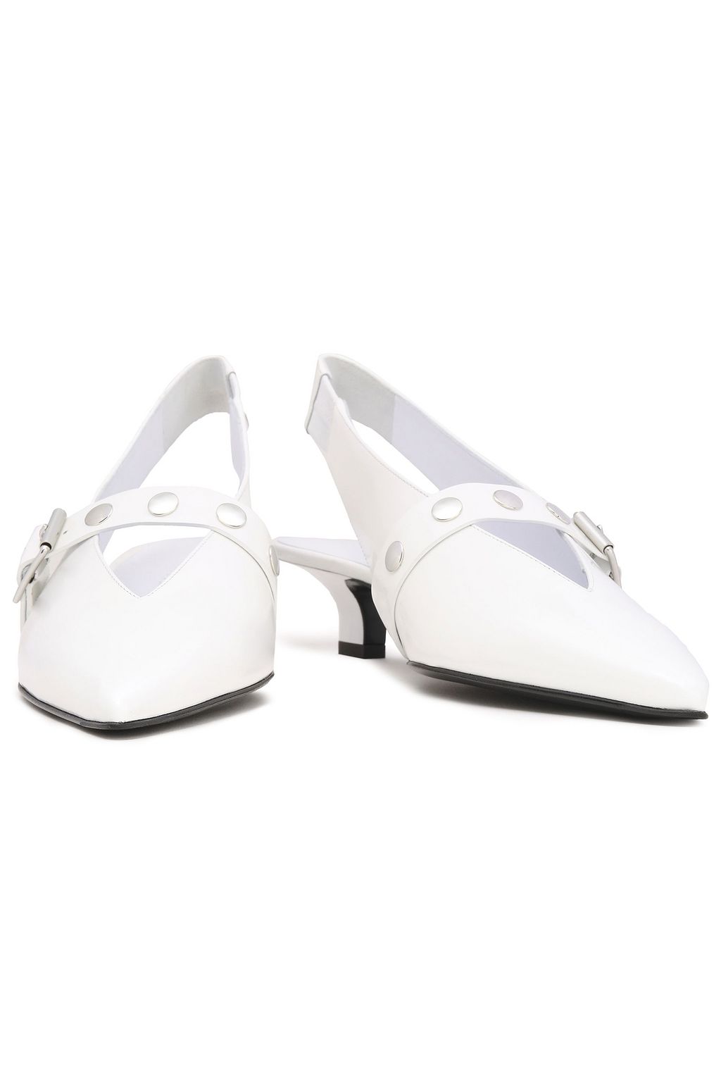 VICTORIA BECKHAM Punky buckle-detailed studded leather slingback pumps