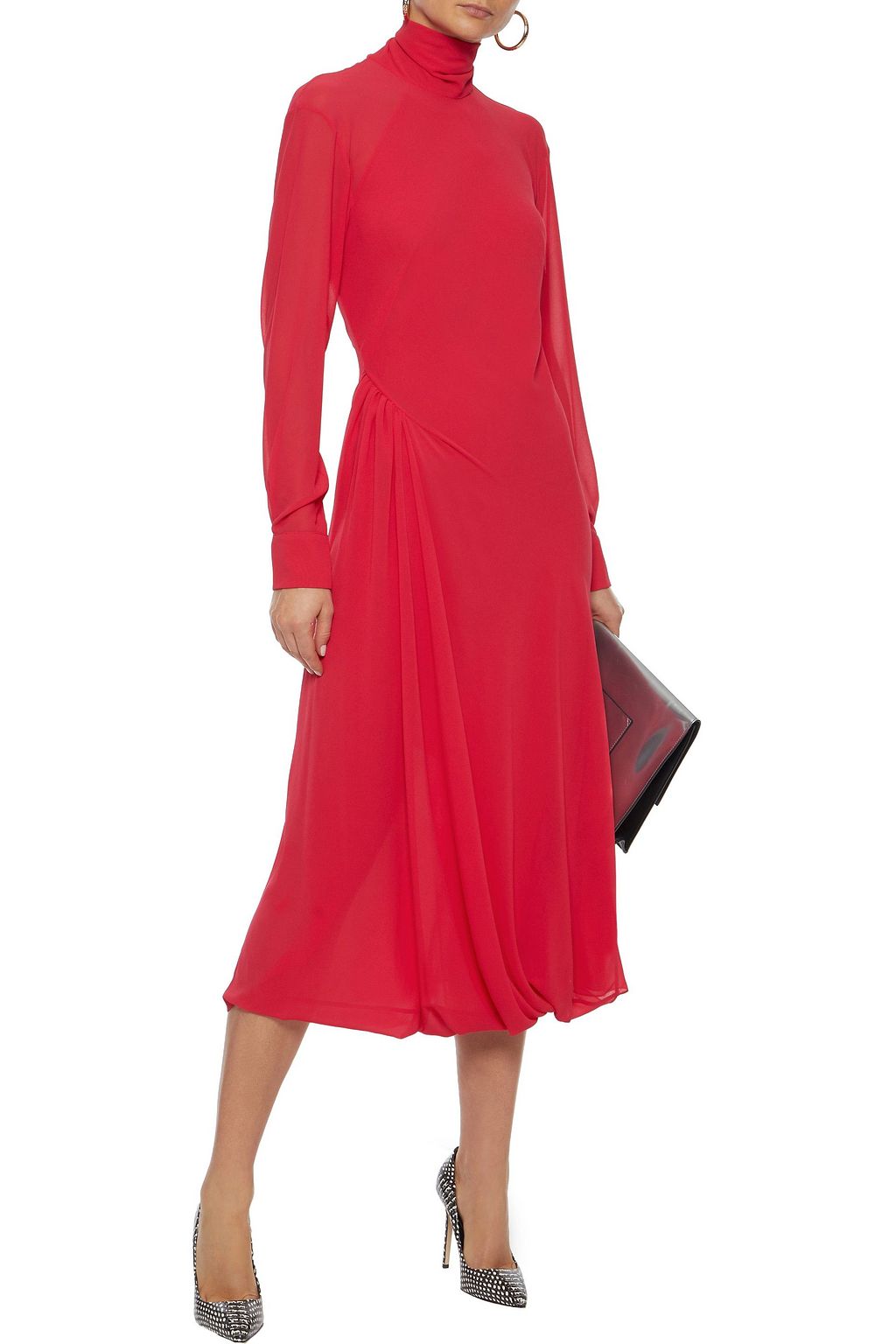 VICTORIA BECKHAM Open-back georgette turtleneck midi dress