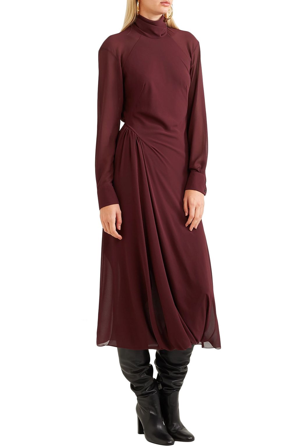 VICTORIA BECKHAM Open-back georgette turtleneck midi dress