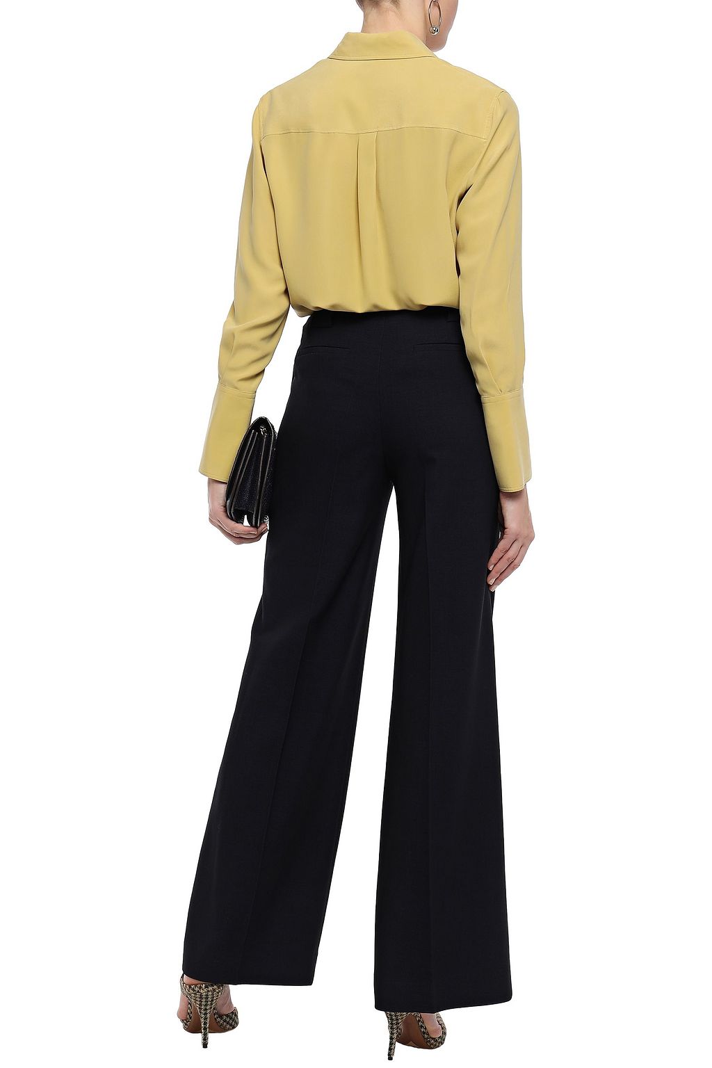 VICTORIA, VICTORIA BECKHAM Grain de poudre wool-blend wide-leg pants