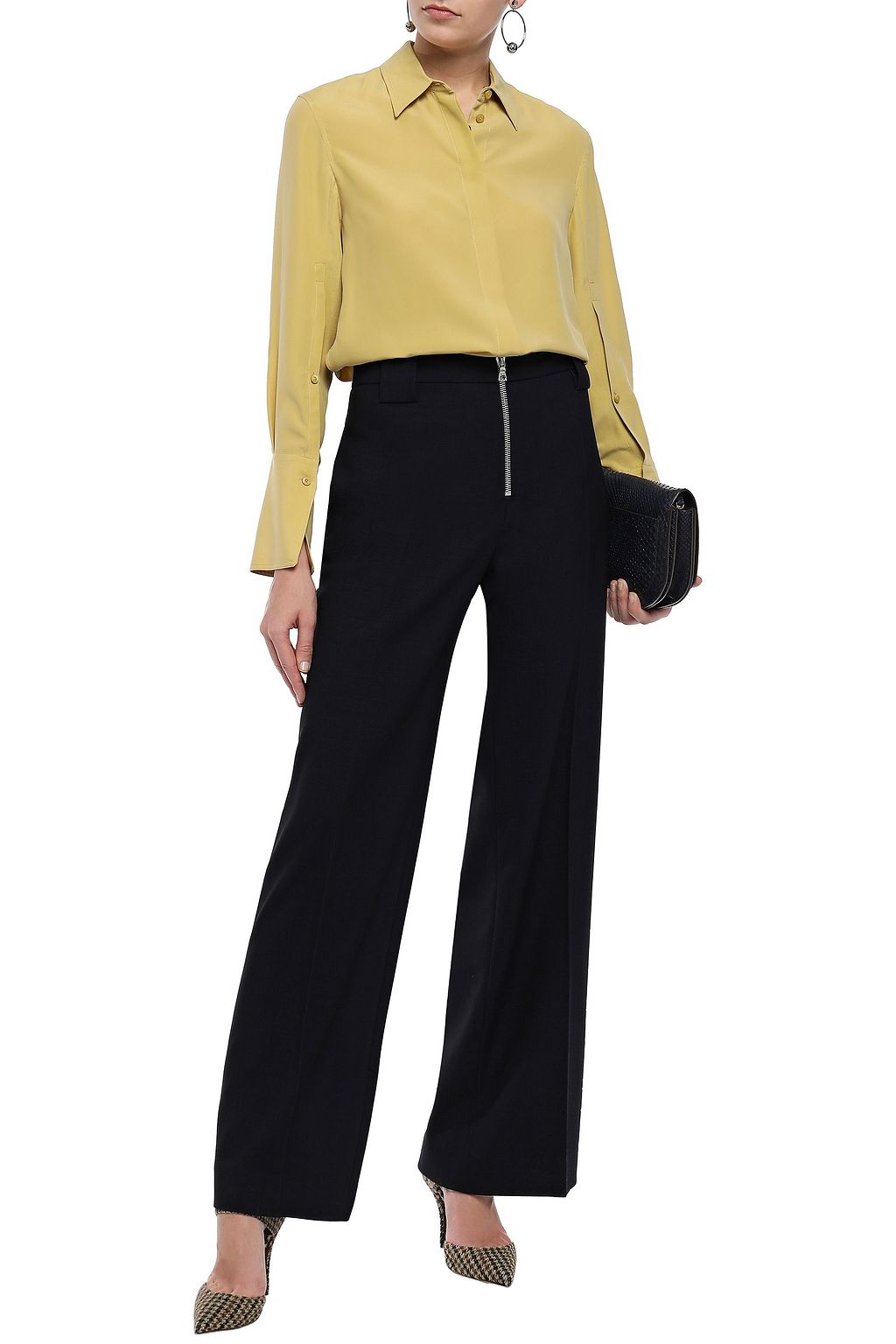 VICTORIA, VICTORIA BECKHAM Grain de poudre wool-blend wide-leg pants