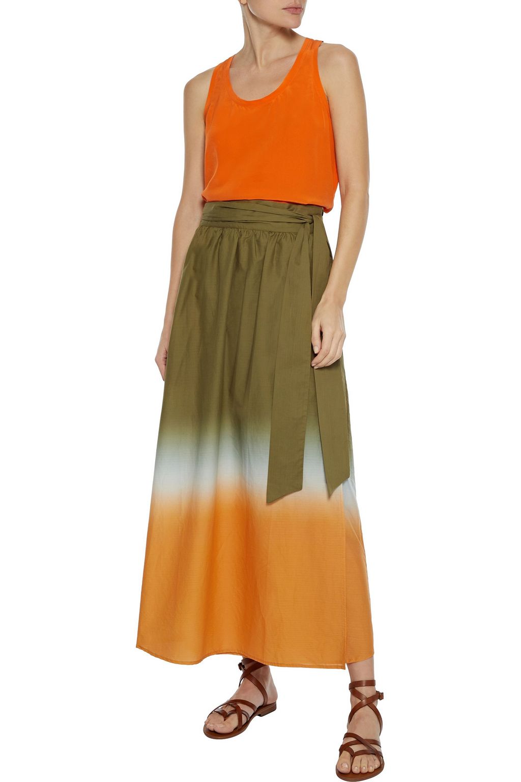 IRIS & INK Bryn dégradé cotton-broadcloth maxi wrap skirt